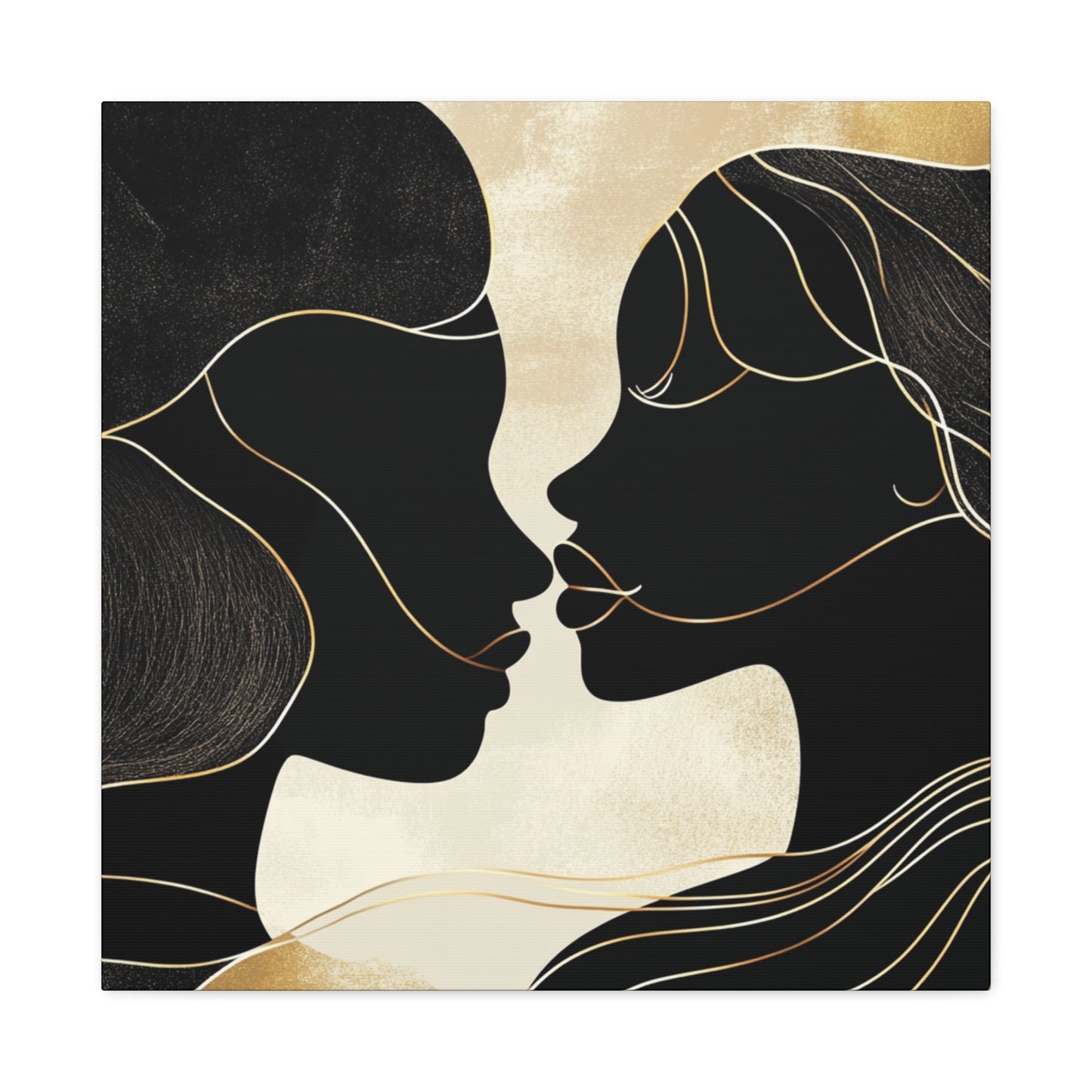 Traces of Us Canvas Print, Minimalist Wall Art, Stretched Matte 25", African American Love, Elegant Home Decor
