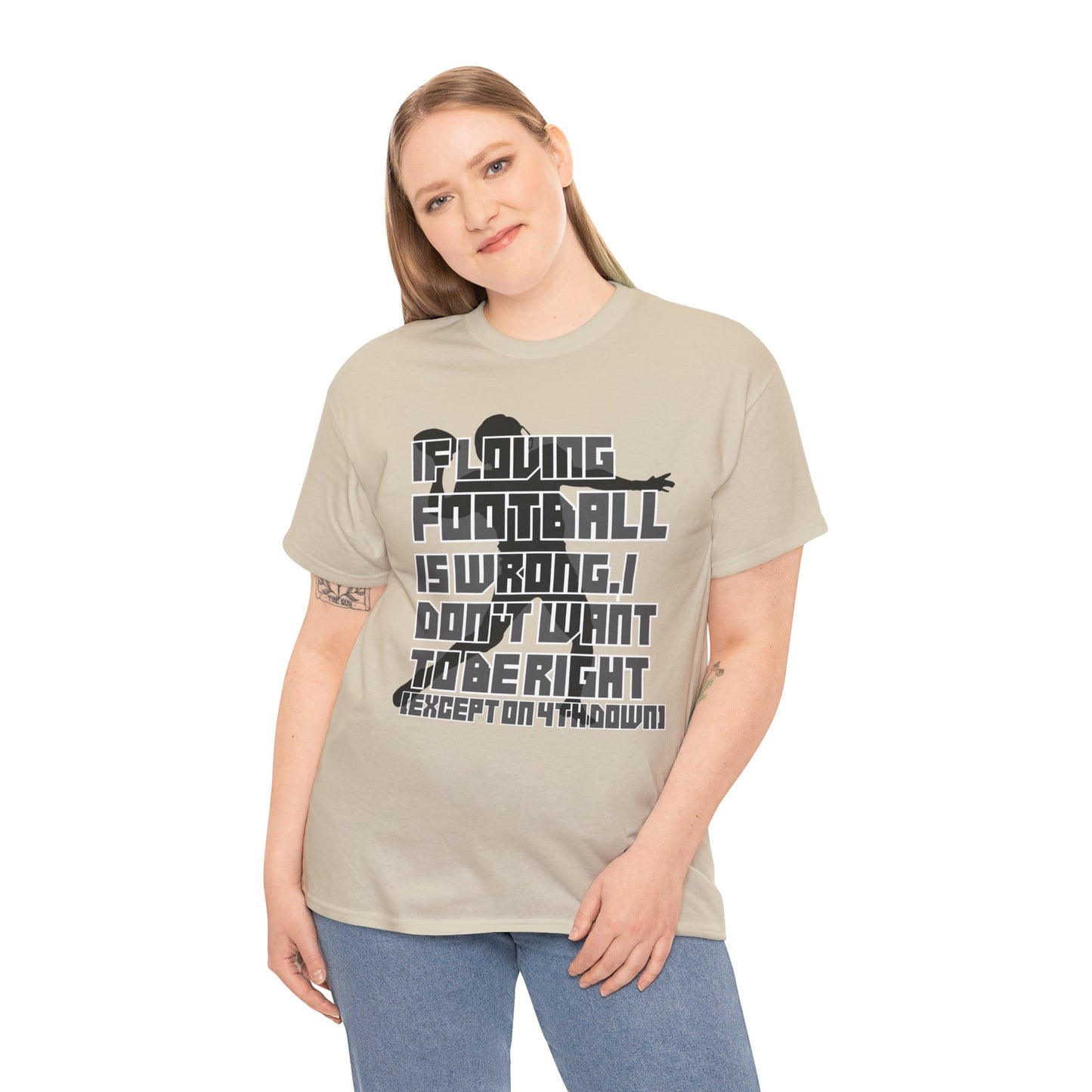 4th Down - Unisex Heavy Cotton Tee, Men's football shirt, Women's game t-shirt, quarterback, love, sports