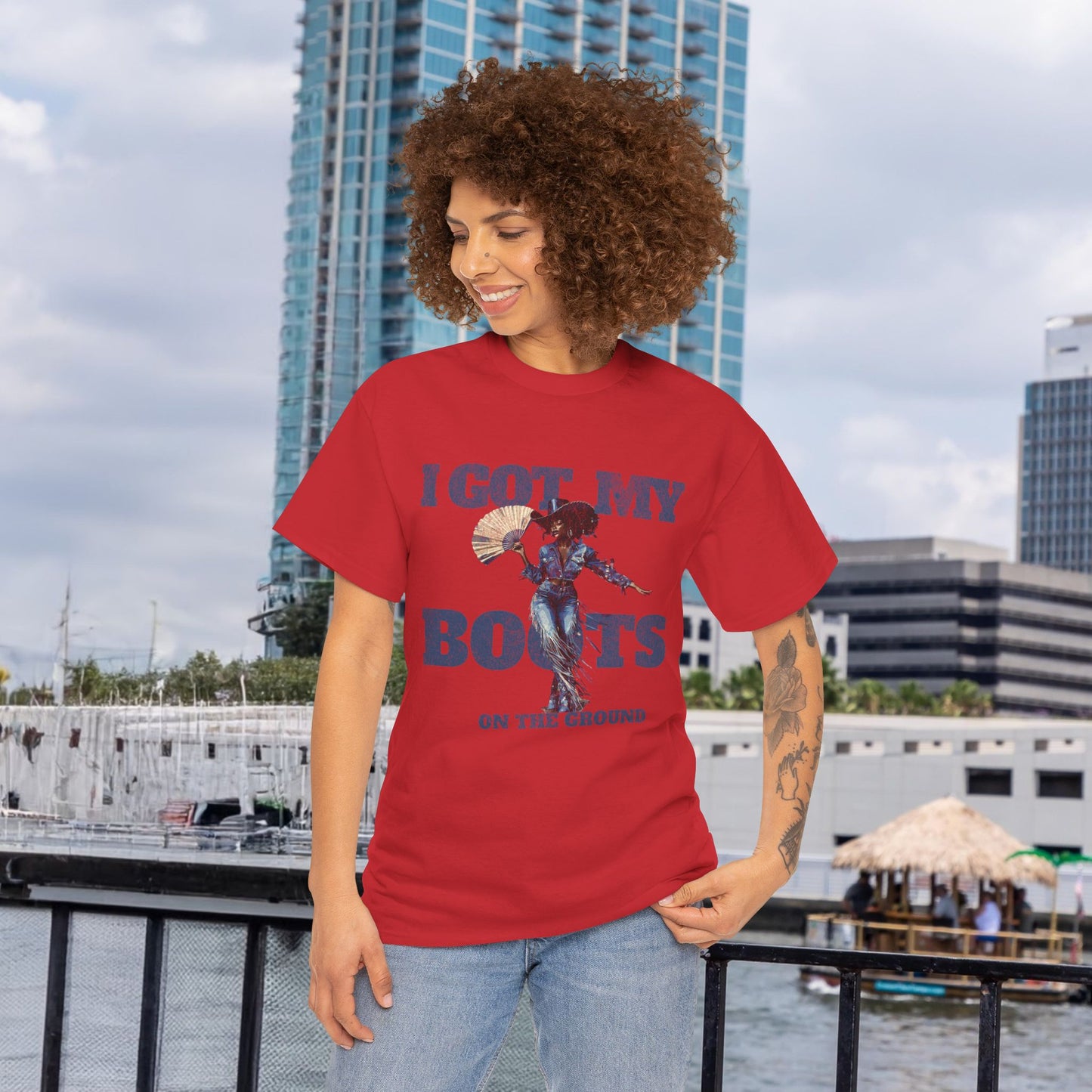 I Got My Boots Unisex Heavy Cotton Tee - Casual Graphic Shirt for Music Lovers, Line Dancers, Line Dance Group