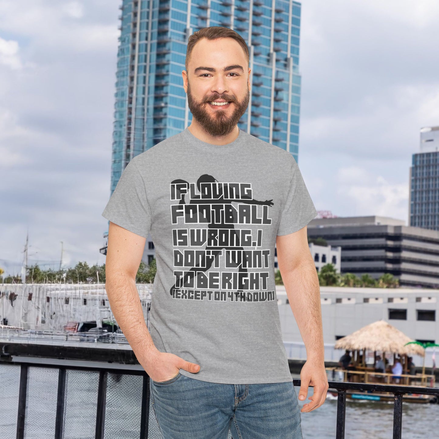 4th Down - Unisex Heavy Cotton Tee, Men's football shirt, Women's game t-shirt, quarterback, love, sports