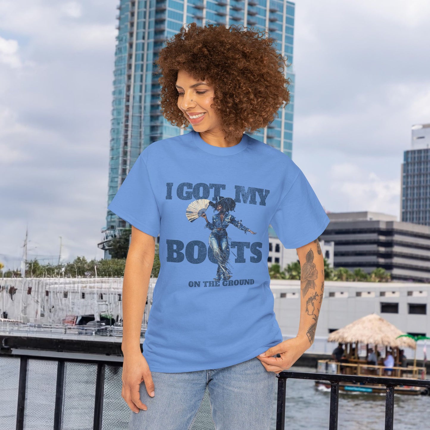 I Got My Boots Unisex Heavy Cotton Tee - Casual Graphic Shirt for Music Lovers, Line Dancers, Line Dance Group