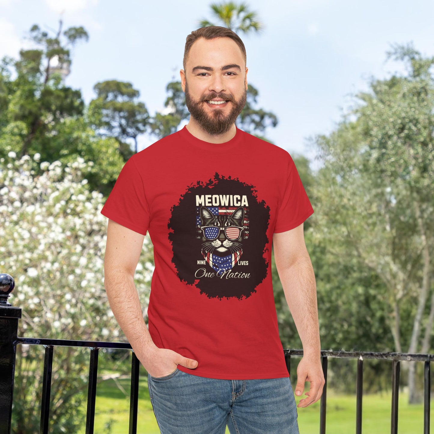 Patriotic Paws - Unisex Heavy Cotton Tee, Cat Lovers Gift