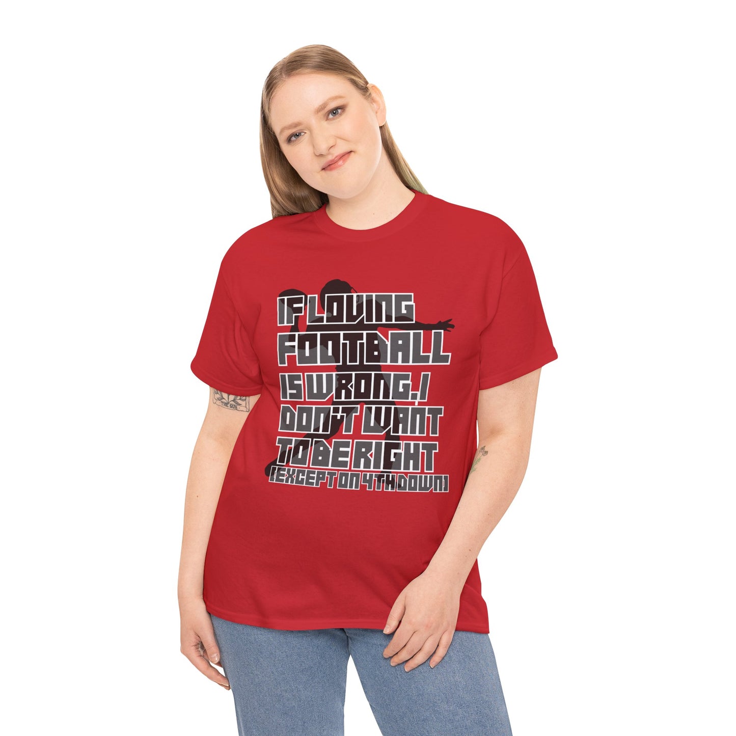 4th Down - Unisex Heavy Cotton Tee, Men's football shirt, Women's game t-shirt, quarterback, love, sports