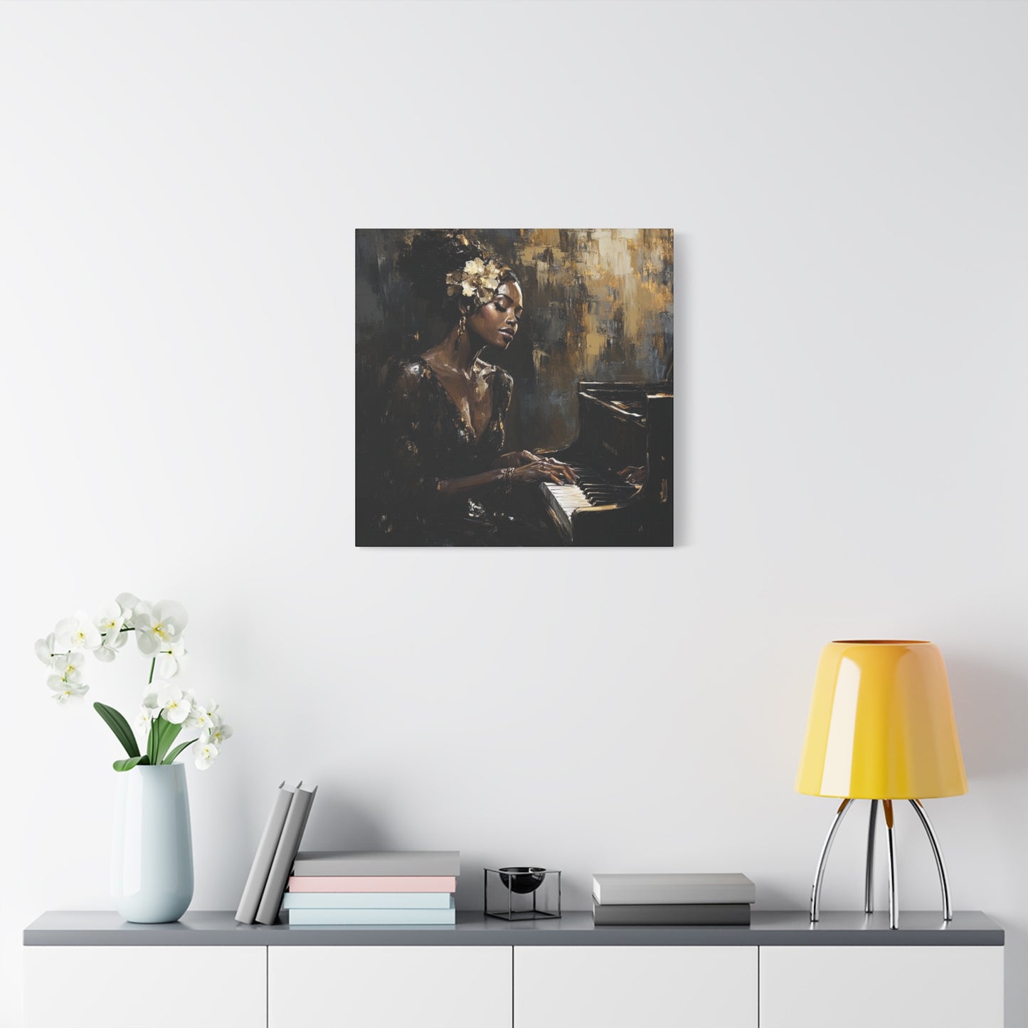 Keys of the Soul Canvas Art- Black Woman Playing Piano, Music Lover Gift, Musical Wall Decor, Home Office