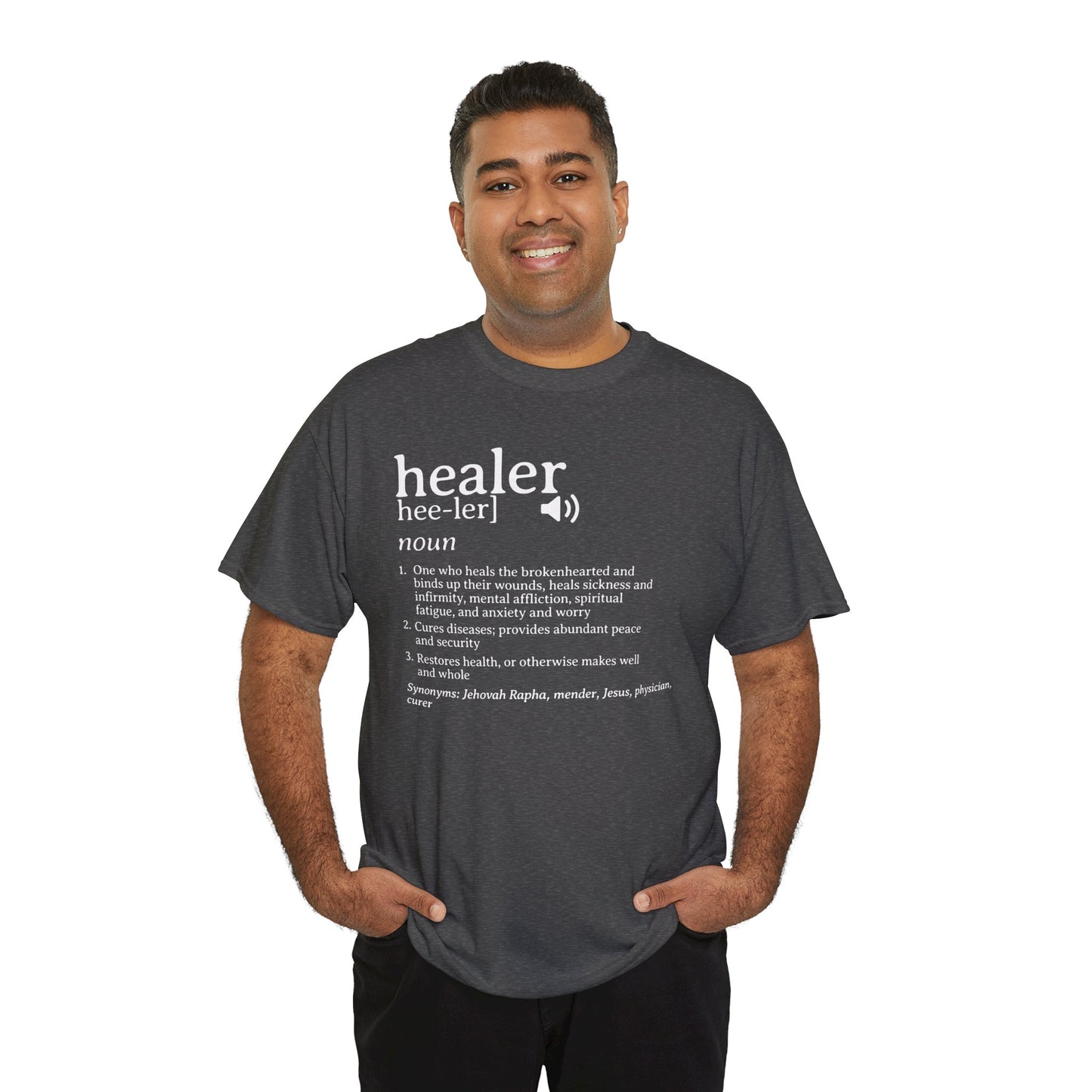 Healer Unisex Heavy Cotton Tee - Jehovah Rapha Healing T-Shirt, Spiritual Gift Shirt, Faith Inspirational Apparel, Christian Graphic Tee,