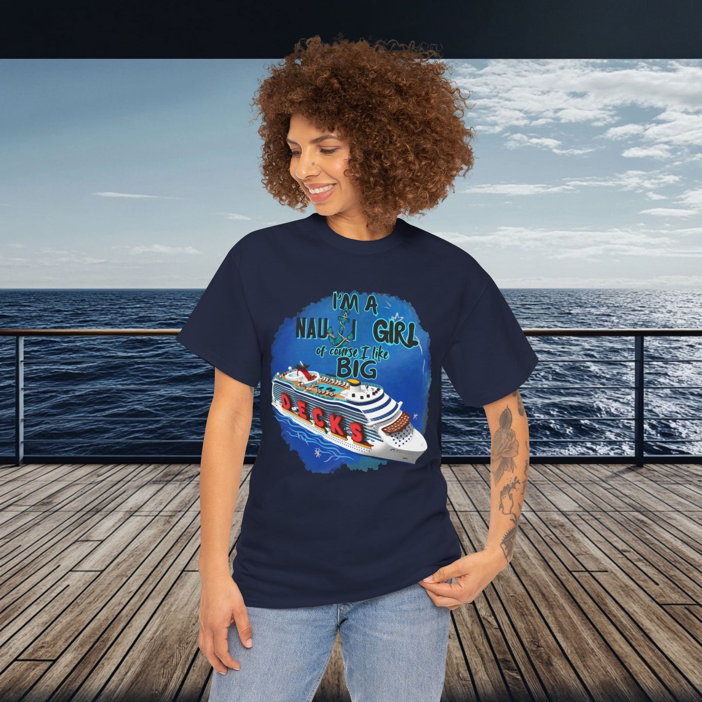 Nauti Girl Unisex Heavy Cotton Tee – I'm a Nauti Girl of Course I Like Big Decks Cruise T-shirt