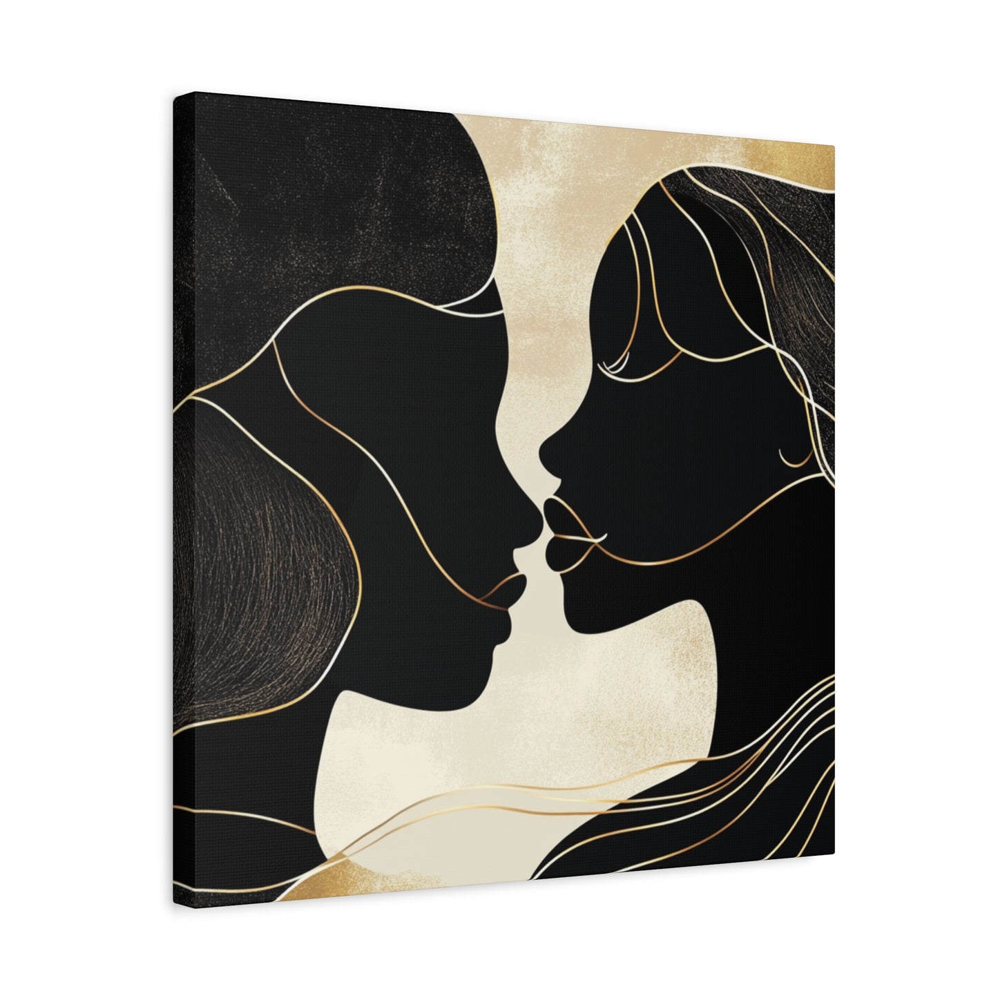 Traces of Us Canvas Print, Minimalist Wall Art, Stretched Matte 25", African American Love, Elegant Home Decor
