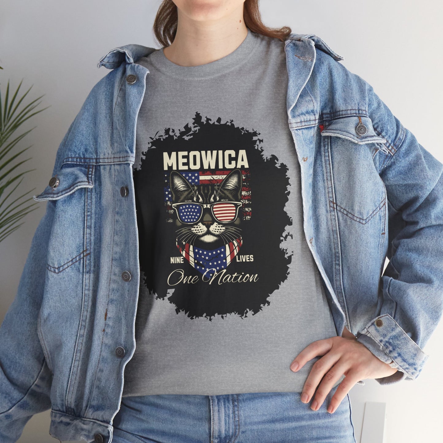 Patriotic Paws - Unisex Heavy Cotton Tee, Cat Lovers Gift