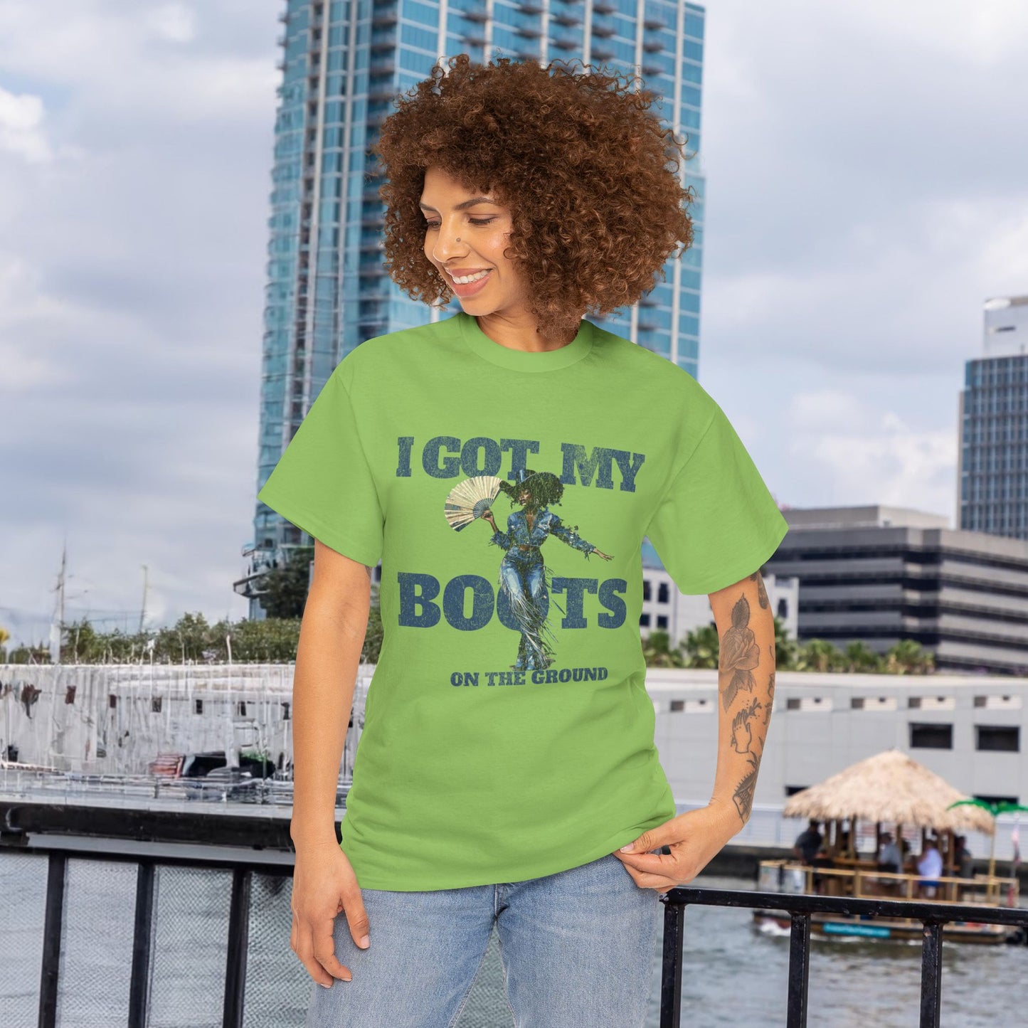 I Got My Boots Unisex Heavy Cotton Tee - Casual Graphic Shirt for Music Lovers, Line Dancers, Line Dance Group
