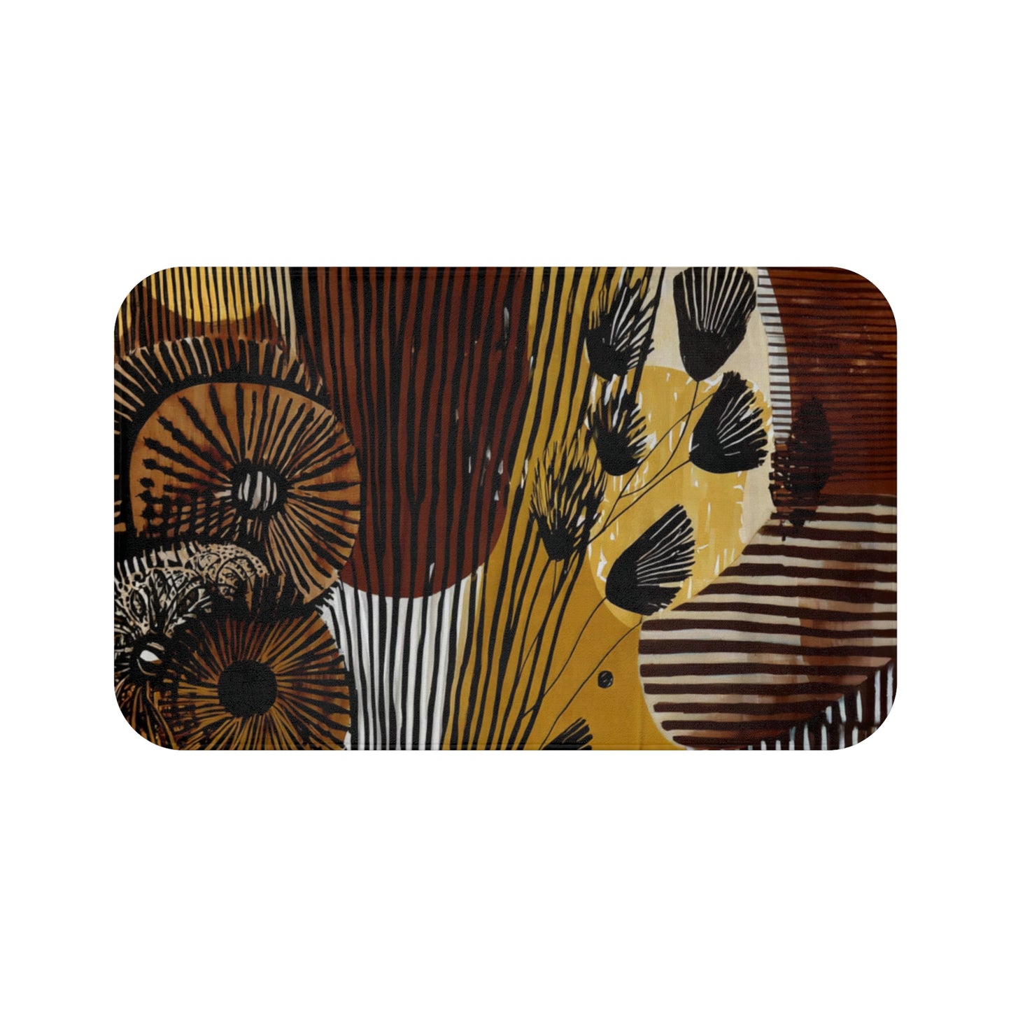Harvest Bloom Bath Mat, Abstract Floral, Boho Bathroom Decor, Eco-Friendly Bath Mat