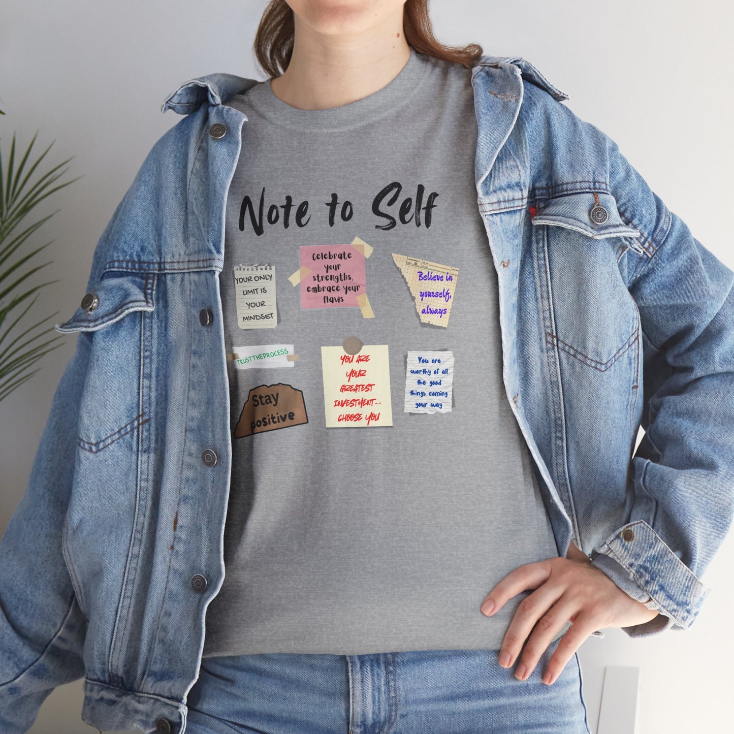 Note to Self: Motivational Messages - Unisex Heavy Cotton Tee Inspirational Quotes T-shirt