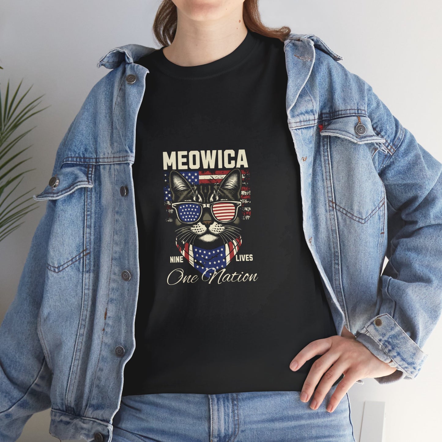 Patriotic Paws - Unisex Heavy Cotton Tee, Cat Lovers Gift