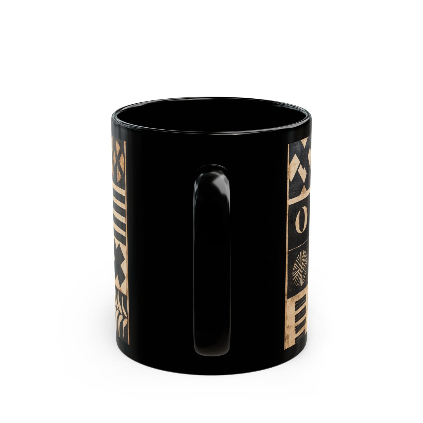 African Print Black Mug (11oz, 15oz), mud cloth cup, tribal, art, cultural gift, coffee lover