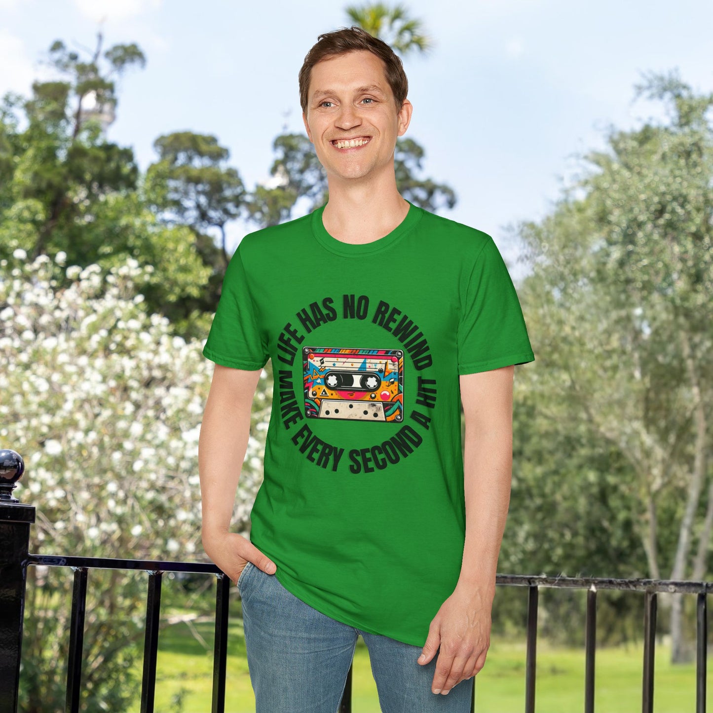 No Rewind Cassette Unisex Softstyle T-Shirt Motivational Quote Tee