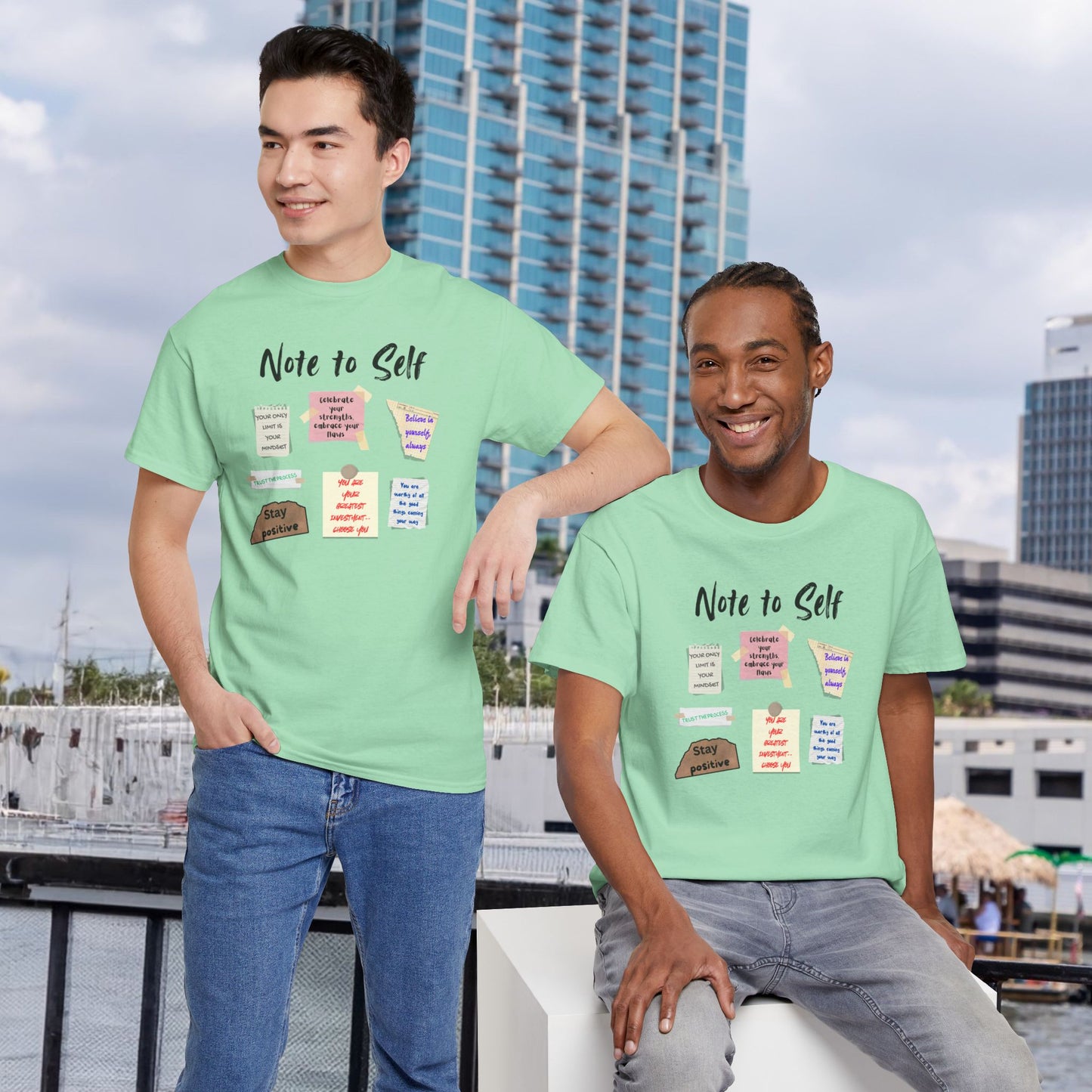Note to Self: Motivational Messages - Unisex Heavy Cotton Tee Inspirational Quotes T-shirt
