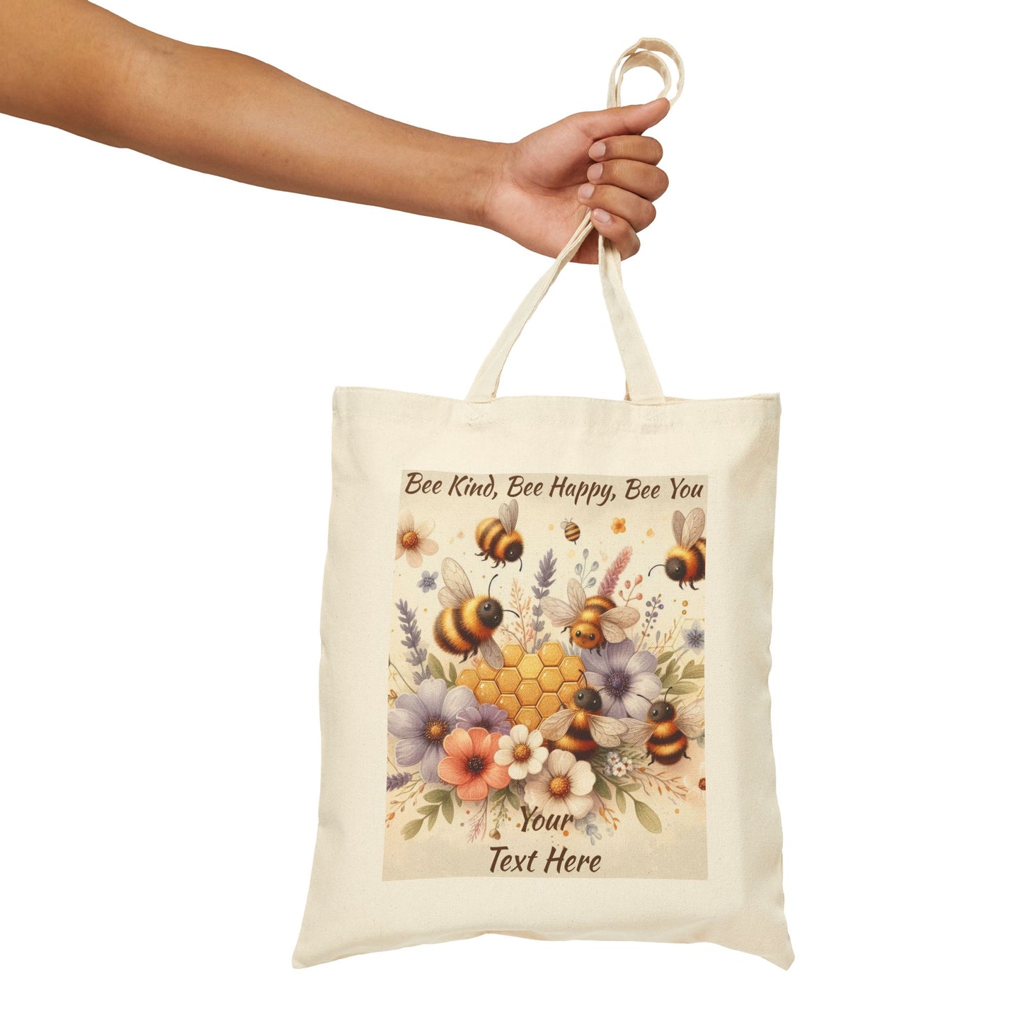 Personalized Spring Floral Bee Kind Tote Bag, Eco-Friendly Bag, Stylish Shopper, Gift for Bee Lovers, Reusable Bag, Personalized Tote