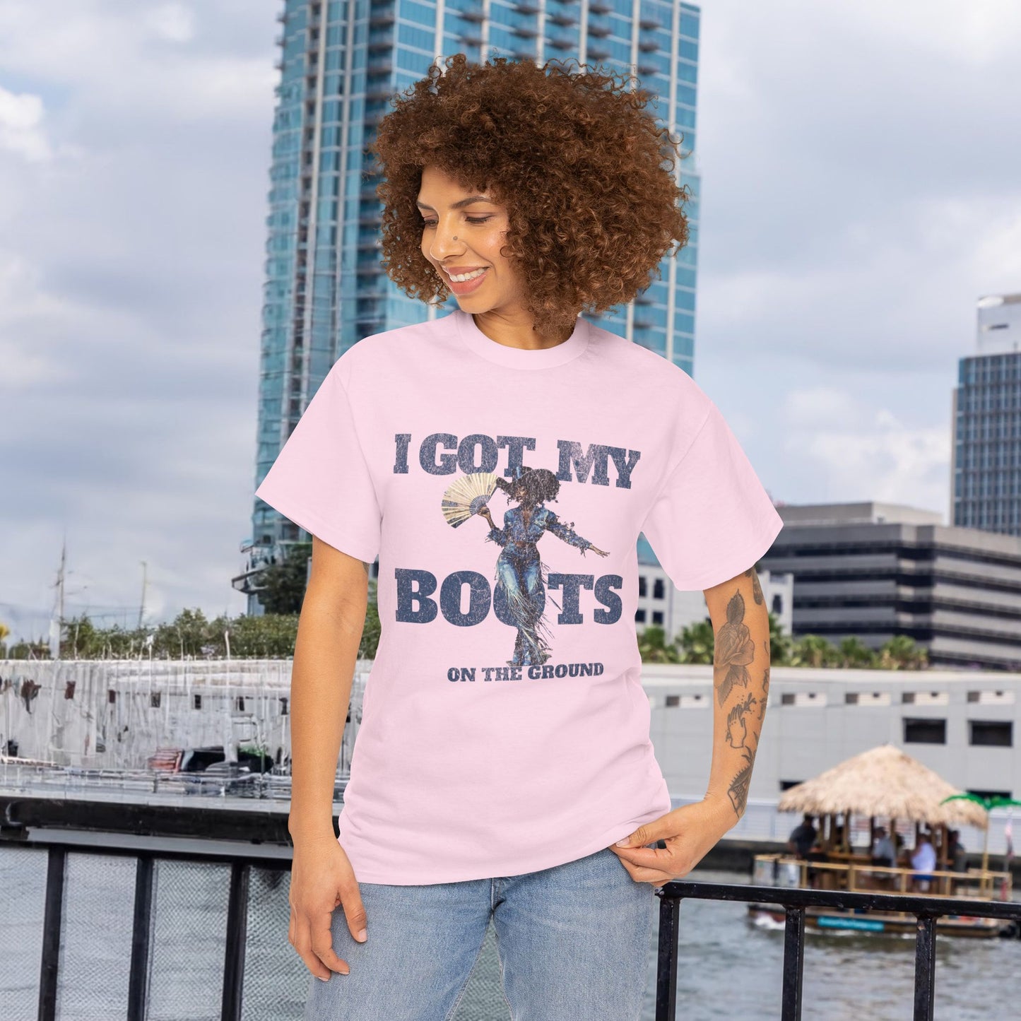 I Got My Boots Unisex Heavy Cotton Tee - Casual Graphic Shirt for Music Lovers, Line Dancers, Line Dance Group