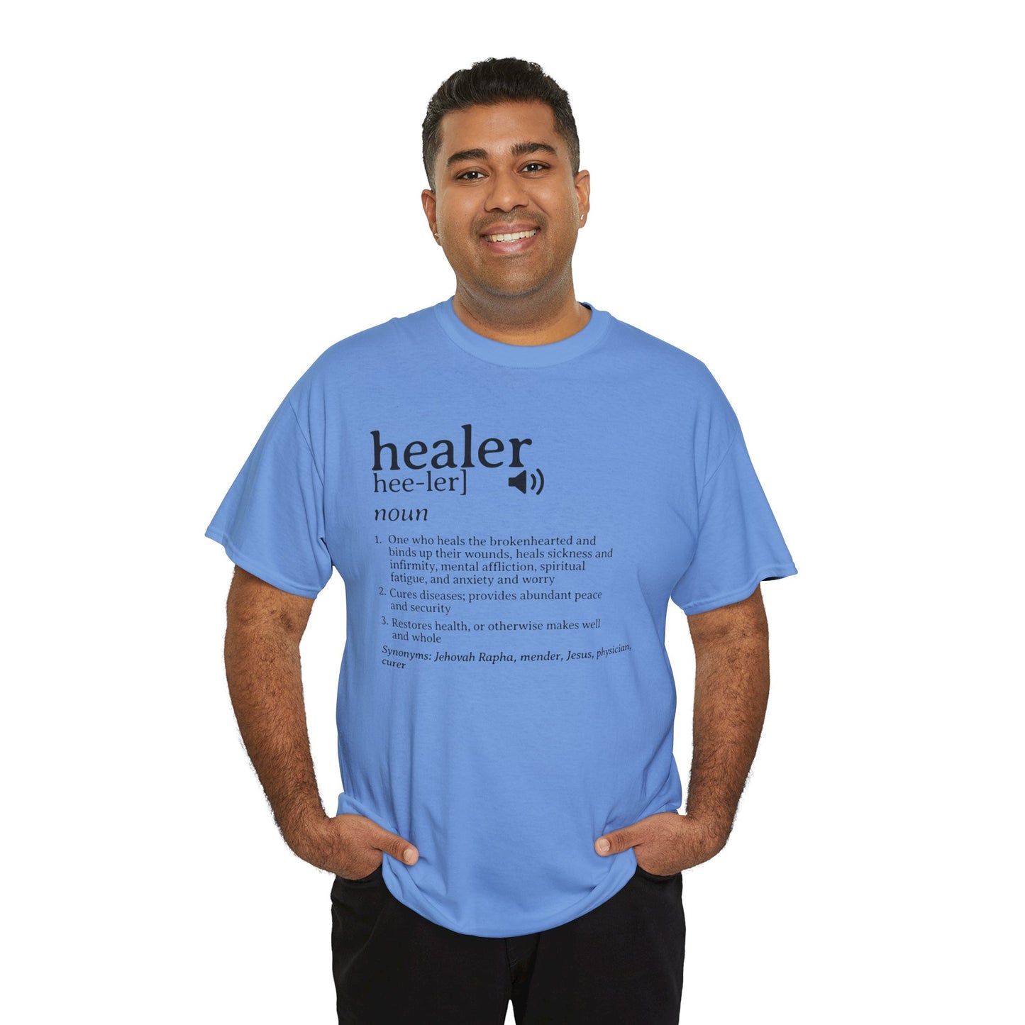 Healer Unisex Heavy Cotton Tee - Jehovah Rapha Healing T-Shirt, Spiritual Gift Shirt, Faith Inspirational Apparel, Christian Graphic Tee,