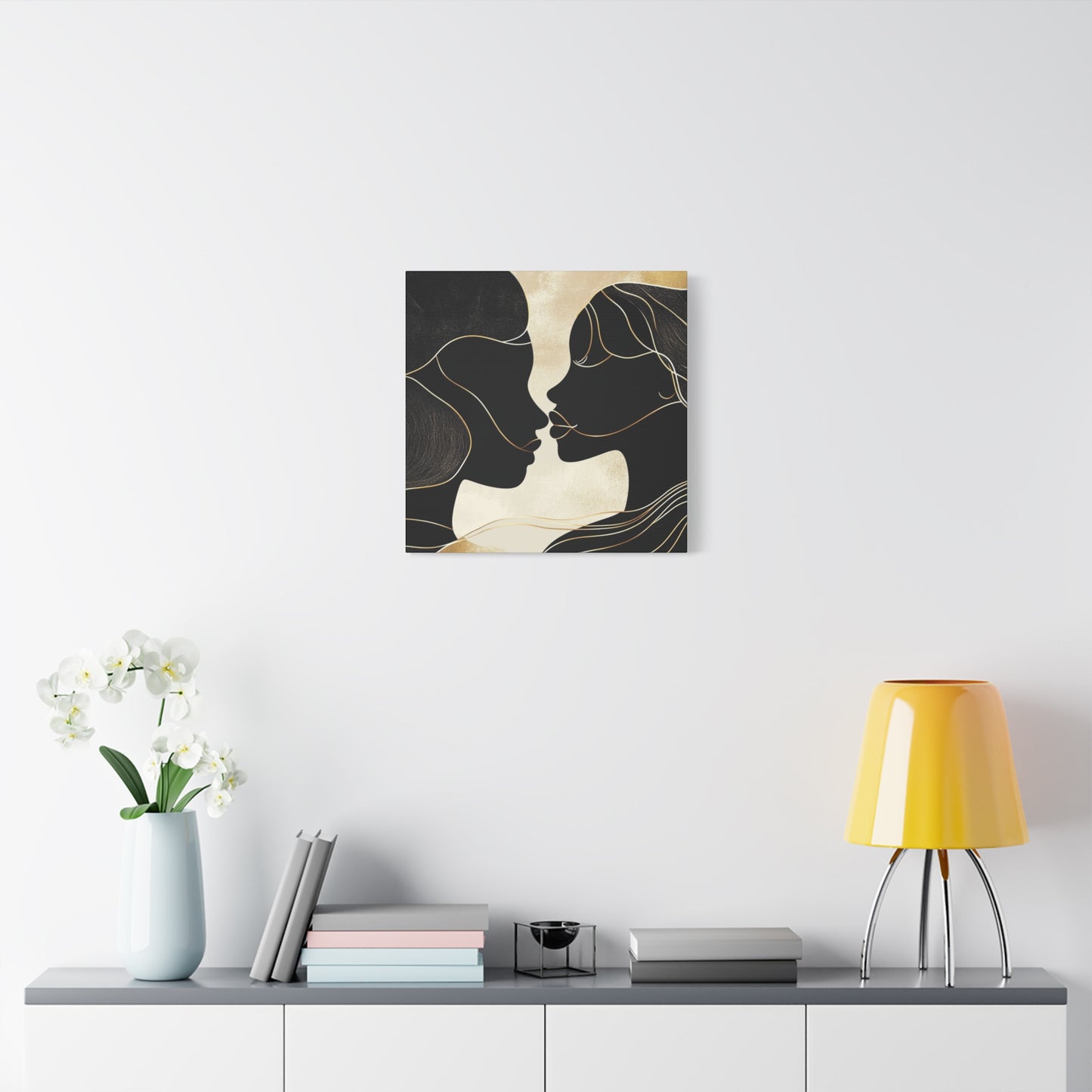Traces of Us Canvas Print, Minimalist Wall Art, Stretched Matte 25", African American Love, Elegant Home Decor