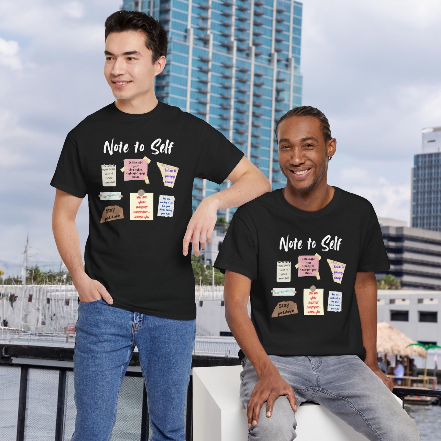 Note to Self: Motivational Messages - Unisex Heavy Cotton Tee Inspirational Quotes T-shirt