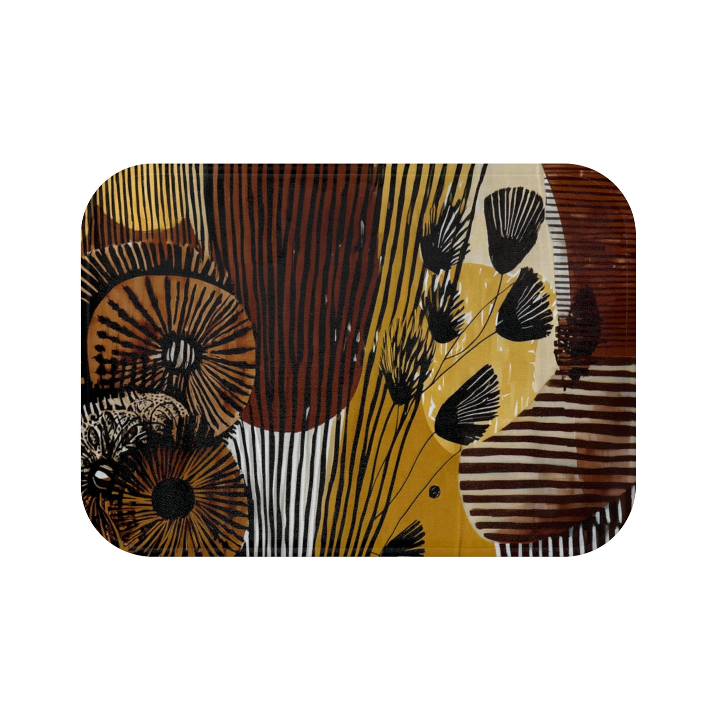 Harvest Bloom Bath Mat, Abstract Floral, Boho Bathroom Decor, Eco-Friendly Bath Mat