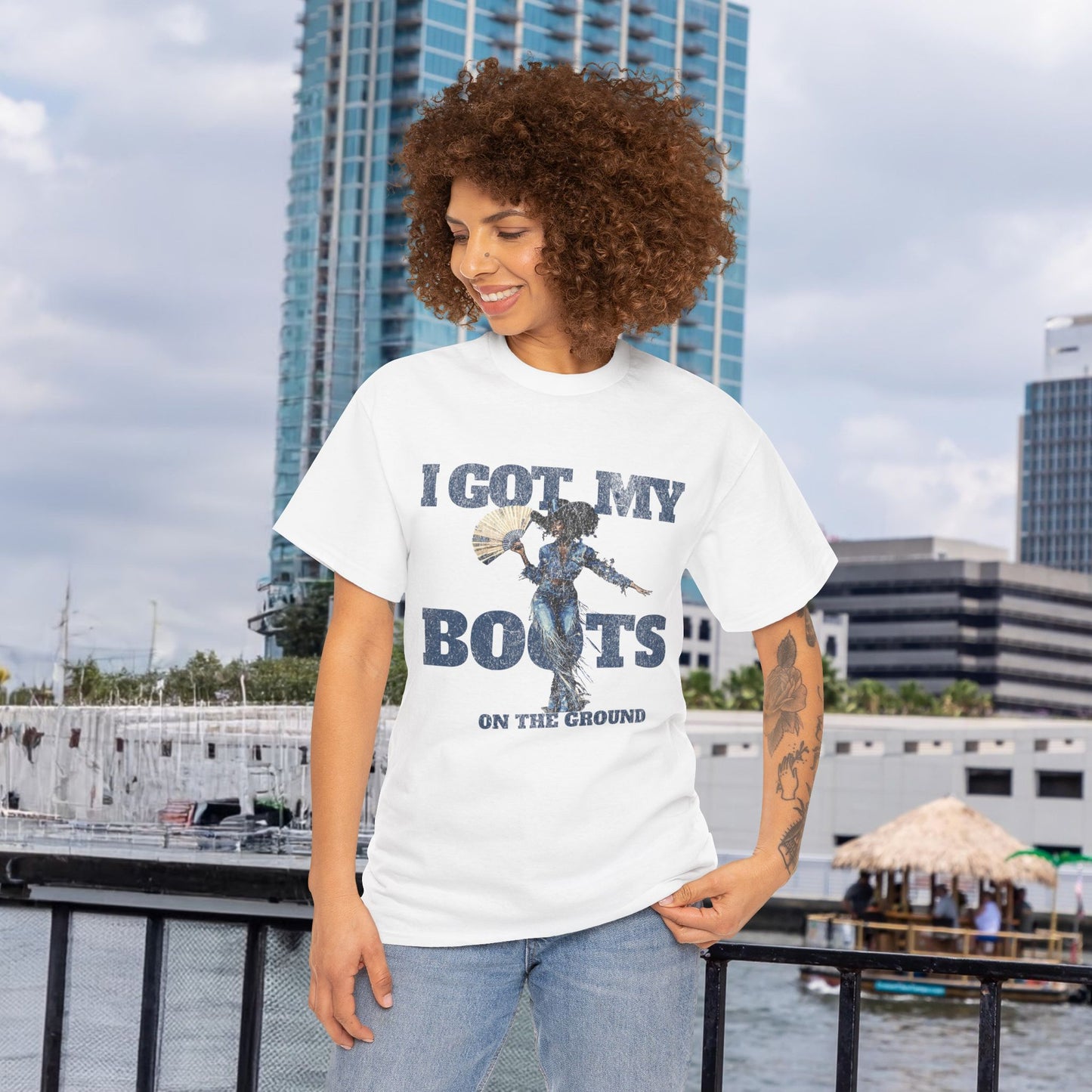 I Got My Boots Unisex Heavy Cotton Tee - Casual Graphic Shirt for Music Lovers, Line Dancers, Line Dance Group