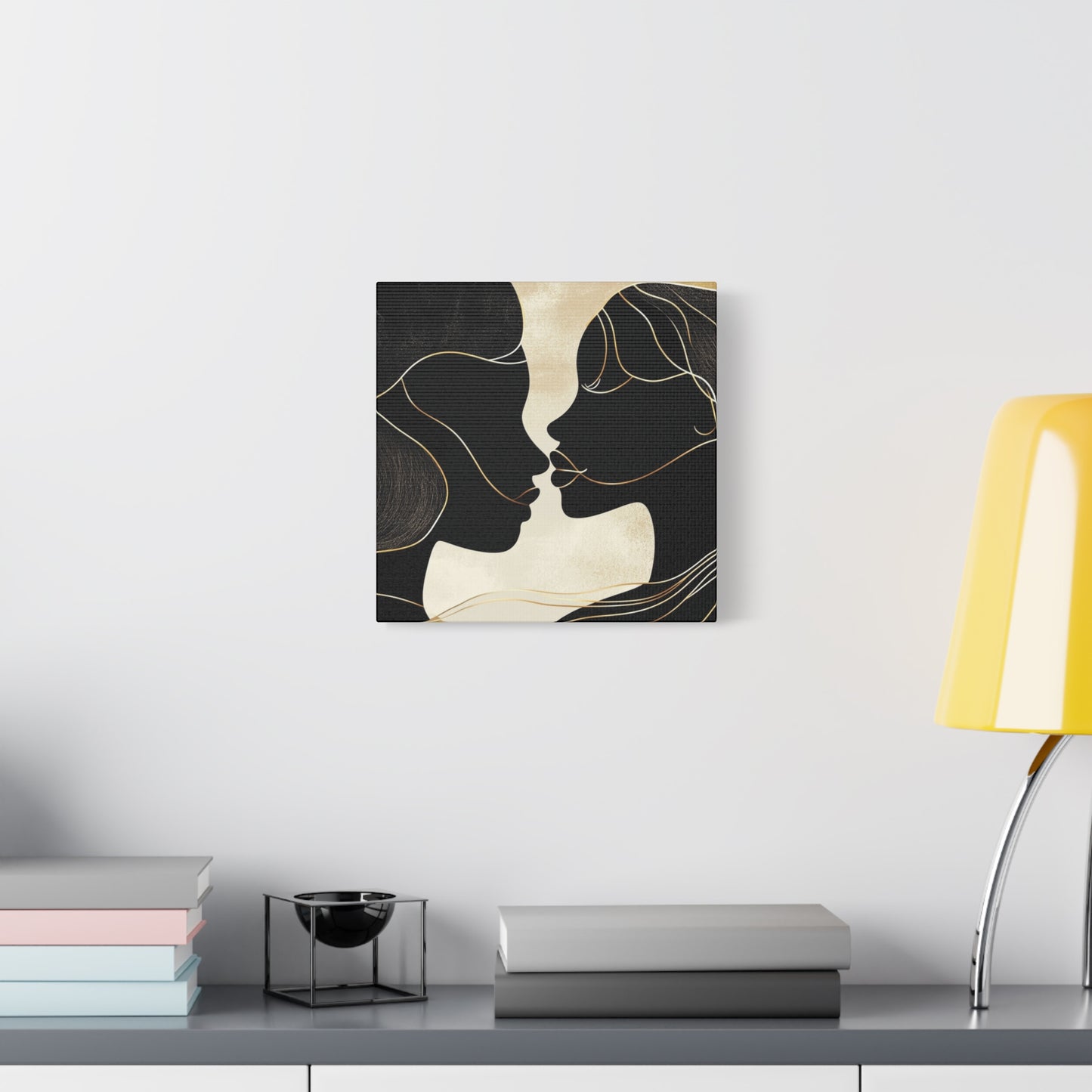 Traces of Us Canvas Print, Minimalist Wall Art, Stretched Matte 25", African American Love, Elegant Home Decor