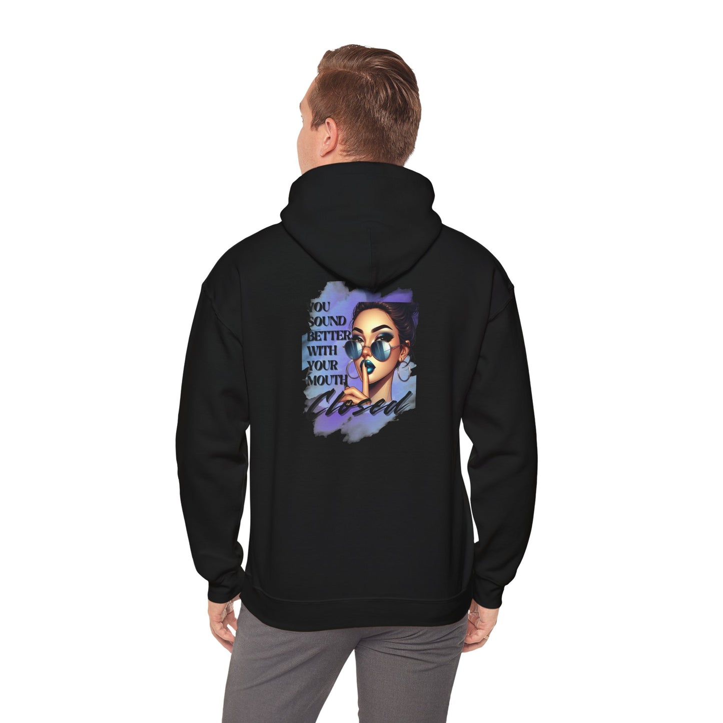 Stay Silent -Unisex Heavy Blend™ Hooded Sweatshirt, Women's sarcastic hoodie, sassy graphic quote top, double-sided