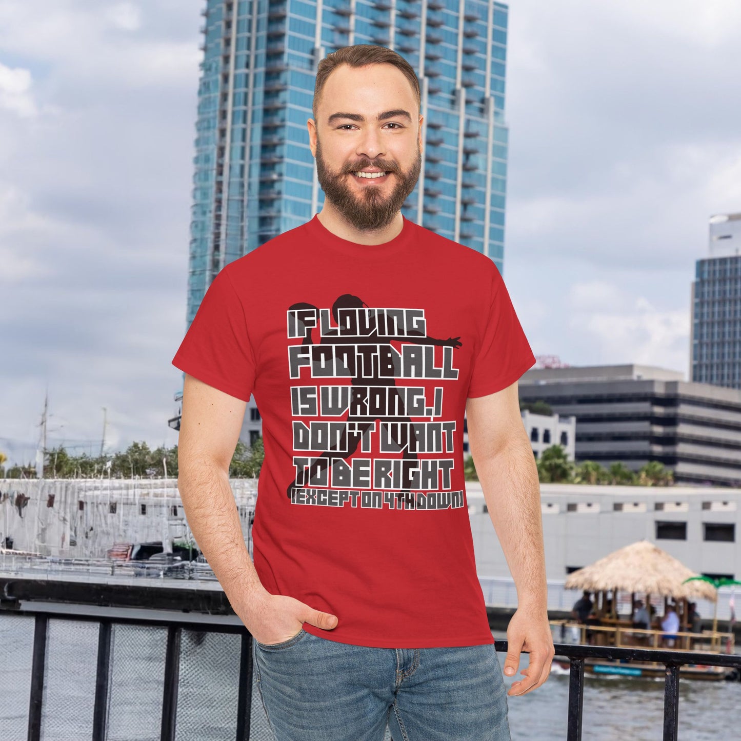 4th Down - Unisex Heavy Cotton Tee, Men's football shirt, Women's game t-shirt, quarterback, love, sports