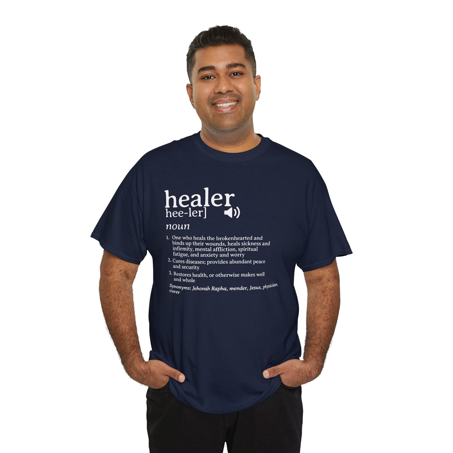 Healer Unisex Heavy Cotton Tee - Jehovah Rapha Healing T-Shirt, Spiritual Gift Shirt, Faith Inspirational Apparel, Christian Graphic Tee,