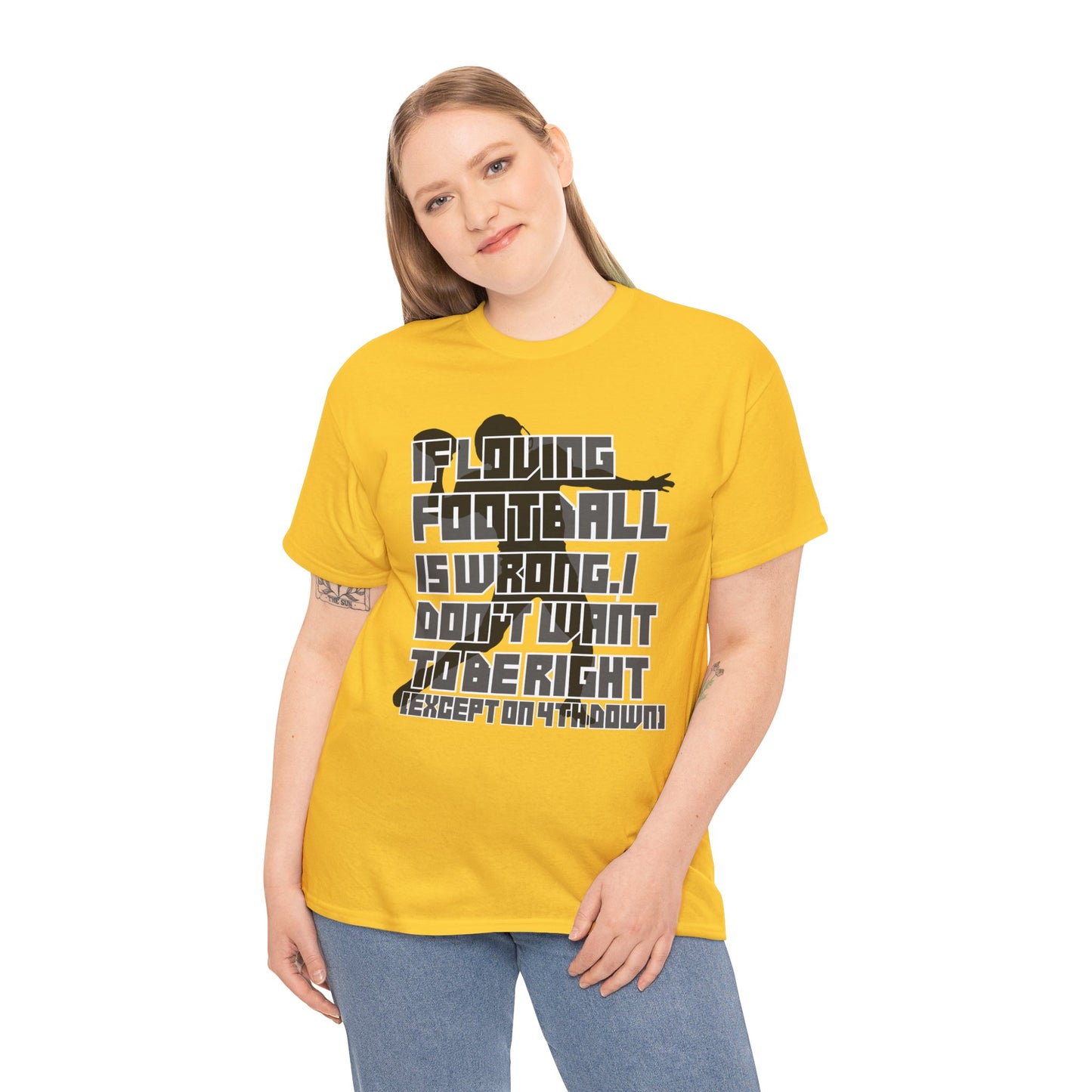 4th Down - Unisex Heavy Cotton Tee, Men's football shirt, Women's game t-shirt, quarterback, love, sports