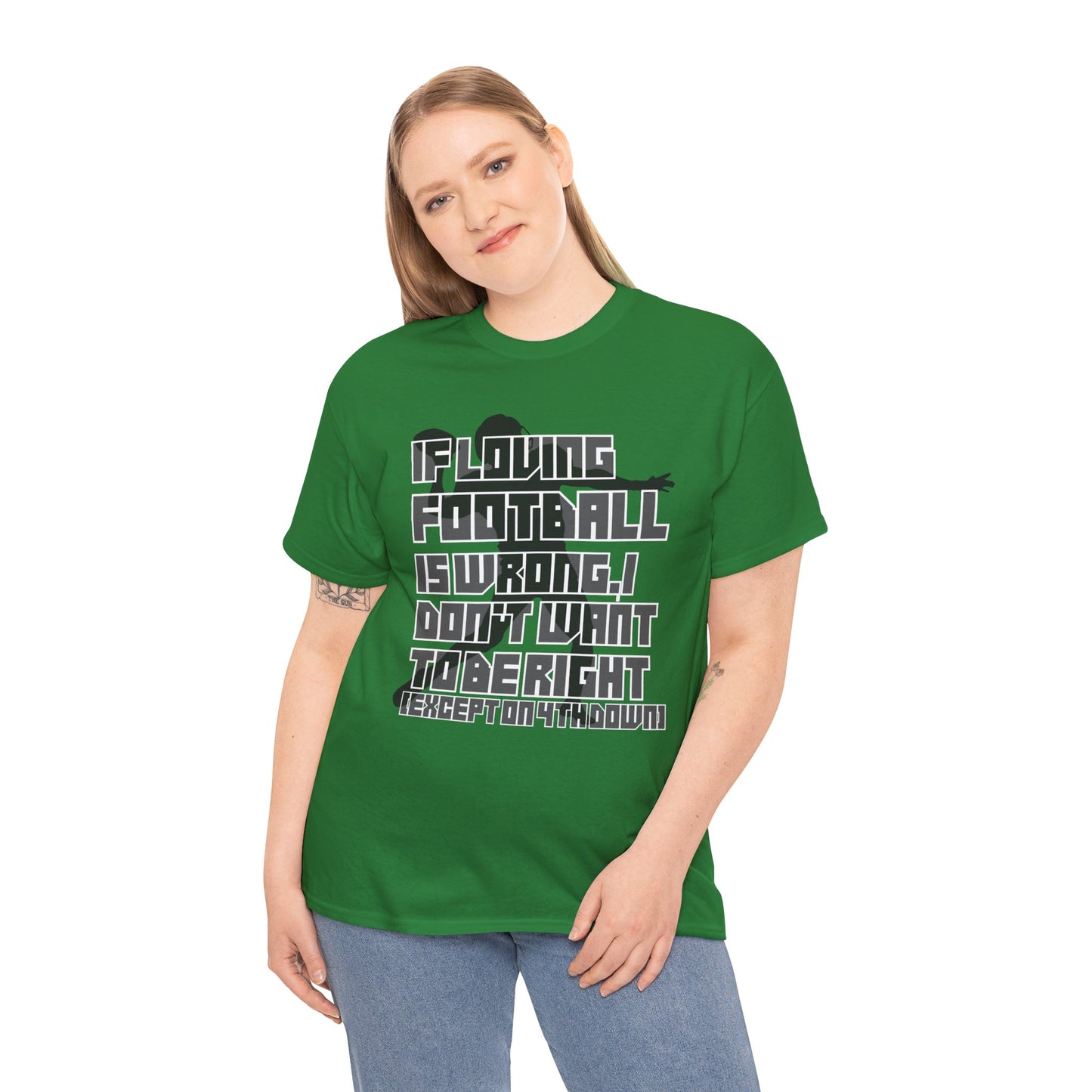 4th Down - Unisex Heavy Cotton Tee, Men's football shirt, Women's game t-shirt, quarterback, love, sports