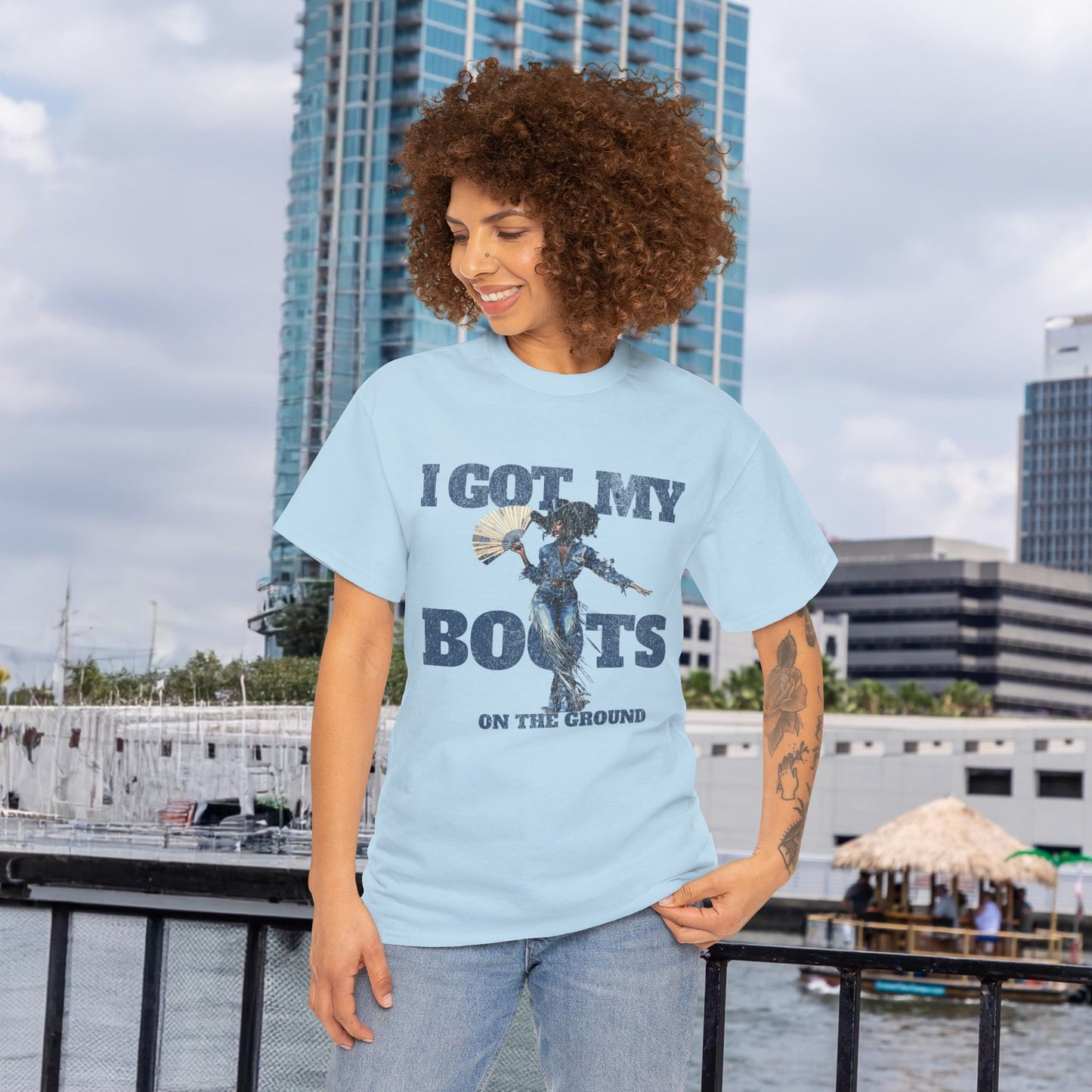 I Got My Boots Unisex Heavy Cotton Tee - Casual Graphic Shirt for Music Lovers, Line Dancers, Line Dance Group