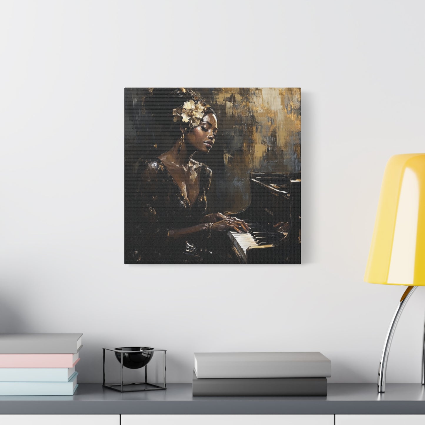 Keys of the Soul Canvas Art- Black Woman Playing Piano, Music Lover Gift, Musical Wall Decor, Home Office