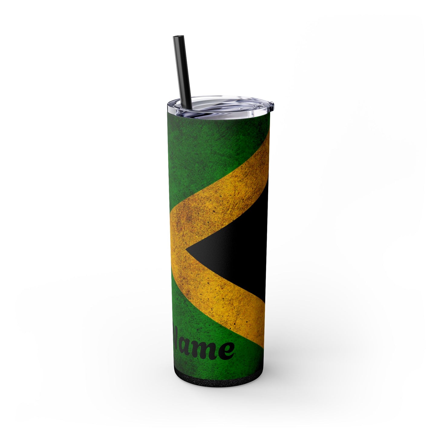 Jamaican Flag Skinny Tumbler, Personalized Drinkware, Insulated Cup with Straw, 20oz Gift Idea, Custom Name Tumbler, Travel Mug for Hot/Cold