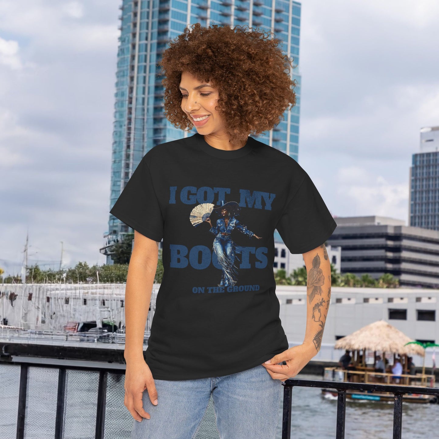 I Got My Boots Unisex Heavy Cotton Tee - Casual Graphic Shirt for Music Lovers, Line Dancers, Line Dance Group