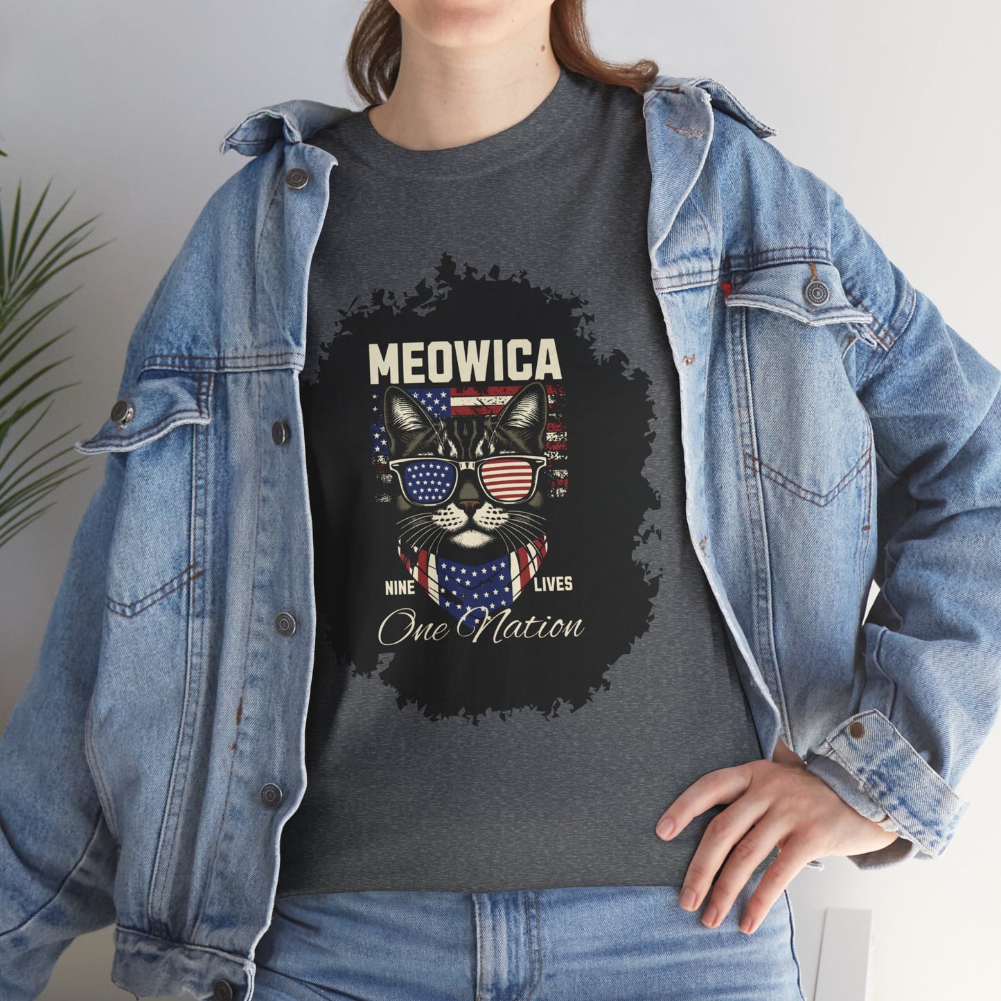 Patriotic Paws - Unisex Heavy Cotton Tee, Cat Lovers Gift