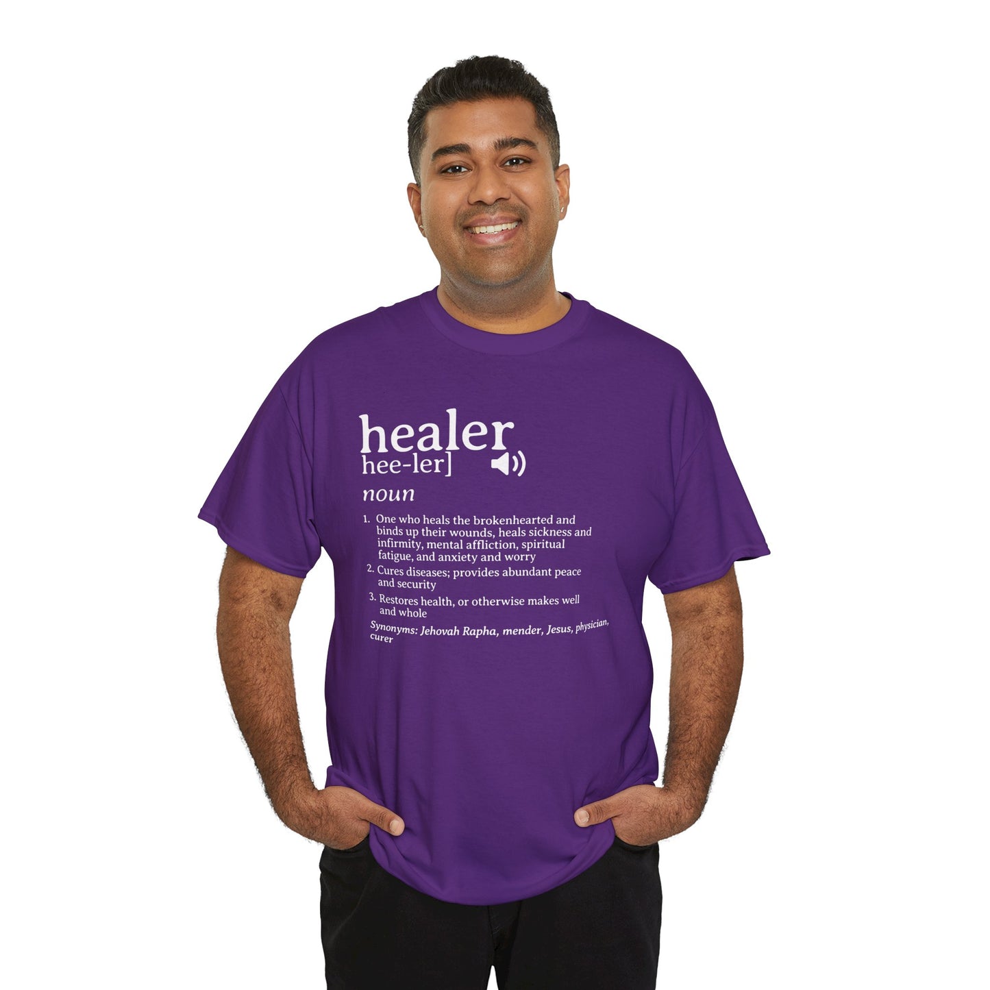 Healer Unisex Heavy Cotton Tee - Jehovah Rapha Healing T-Shirt, Spiritual Gift Shirt, Faith Inspirational Apparel, Christian Graphic Tee,