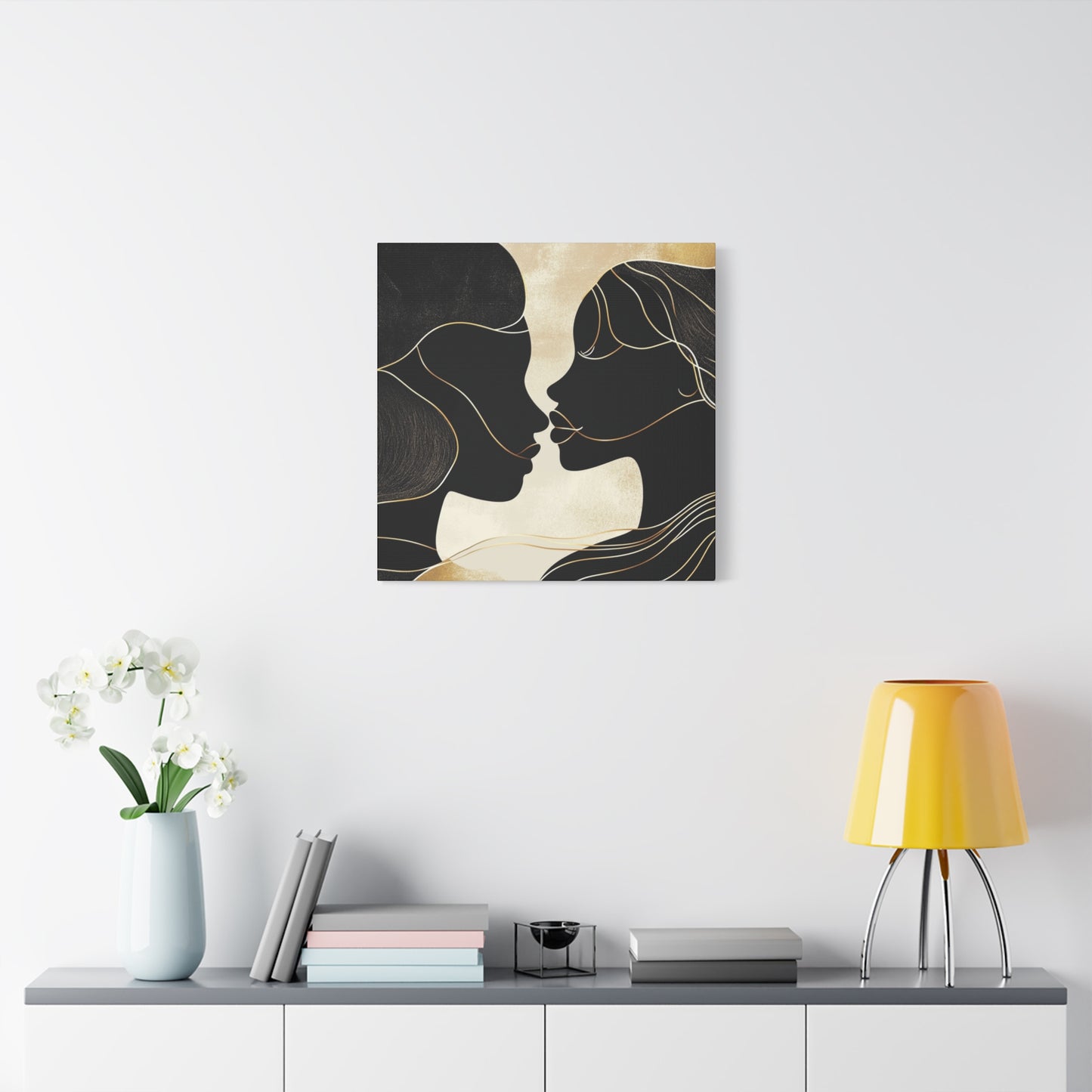 Traces of Us Canvas Print, Minimalist Wall Art, Stretched Matte 25", African American Love, Elegant Home Decor