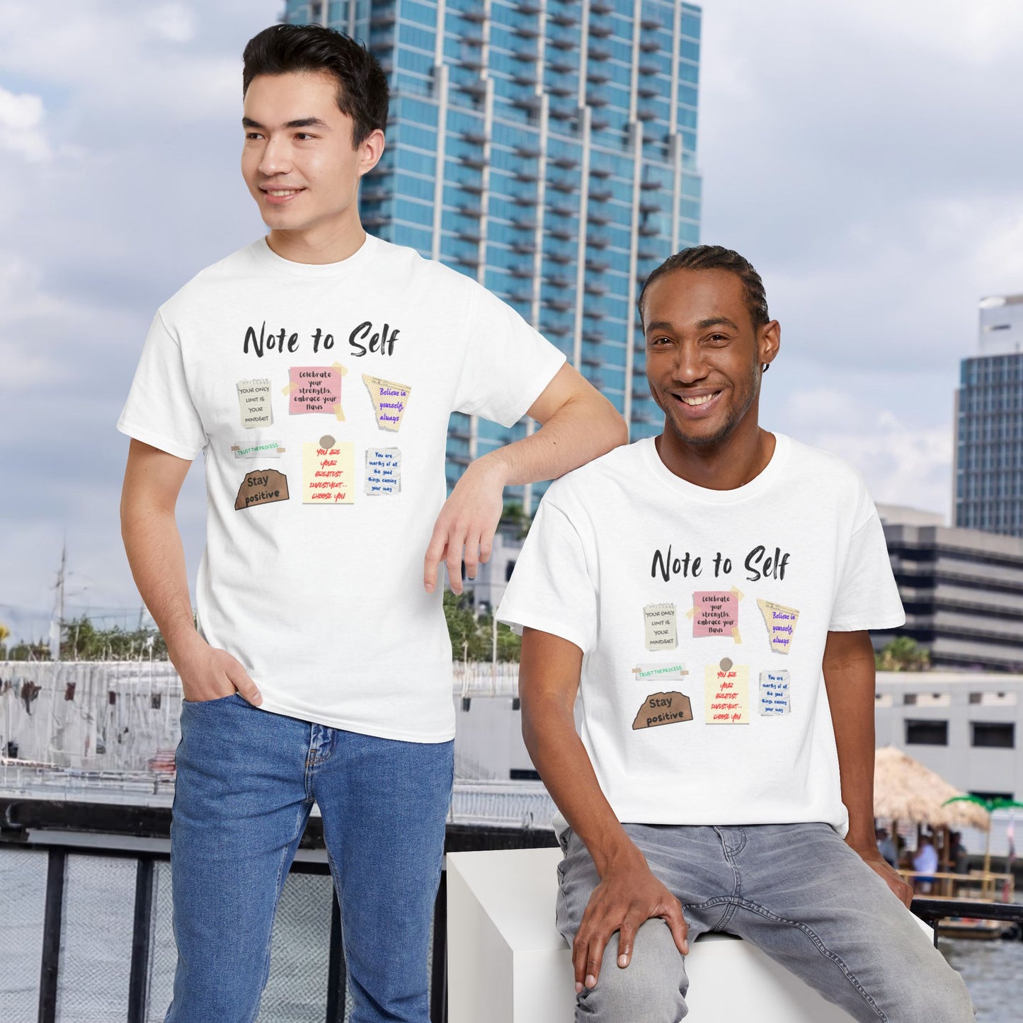 Note to Self: Motivational Messages - Unisex Heavy Cotton Tee Inspirational Quotes T-shirt