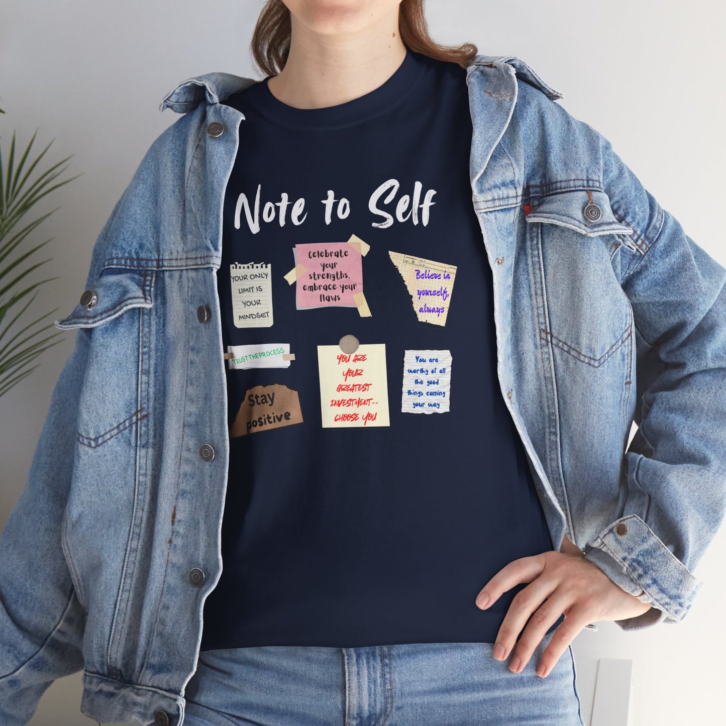 Note to Self: Motivational Messages - Unisex Heavy Cotton Tee Inspirational Quotes T-shirt
