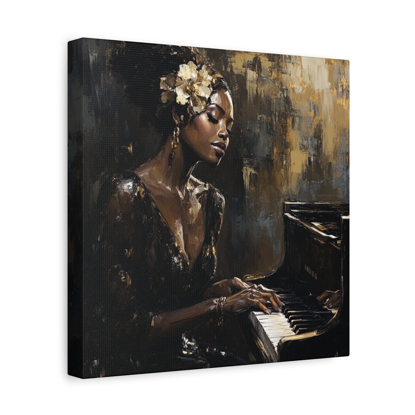 Keys of the Soul Canvas Art- Black Woman Playing Piano, Music Lover Gift, Musical Wall Decor, Home Office