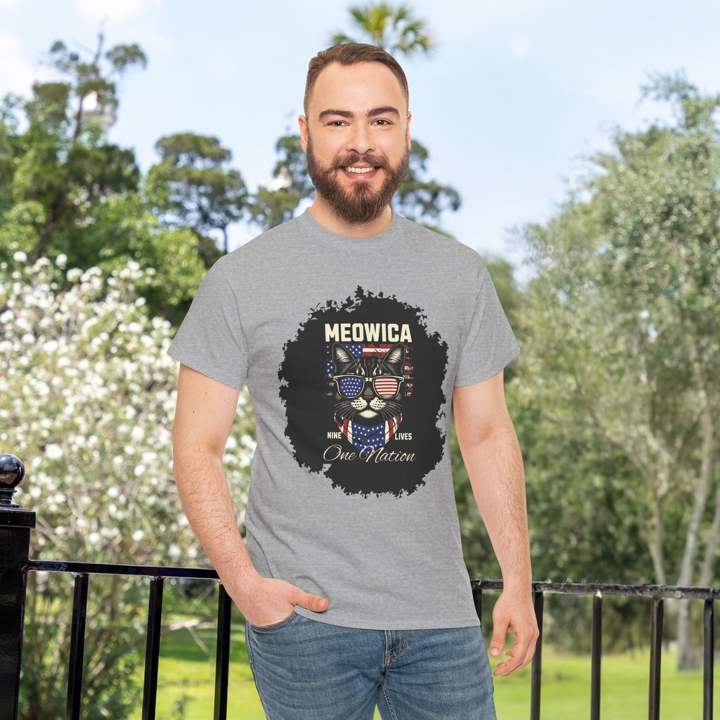 Patriotic Paws - Unisex Heavy Cotton Tee, Cat Lovers Gift