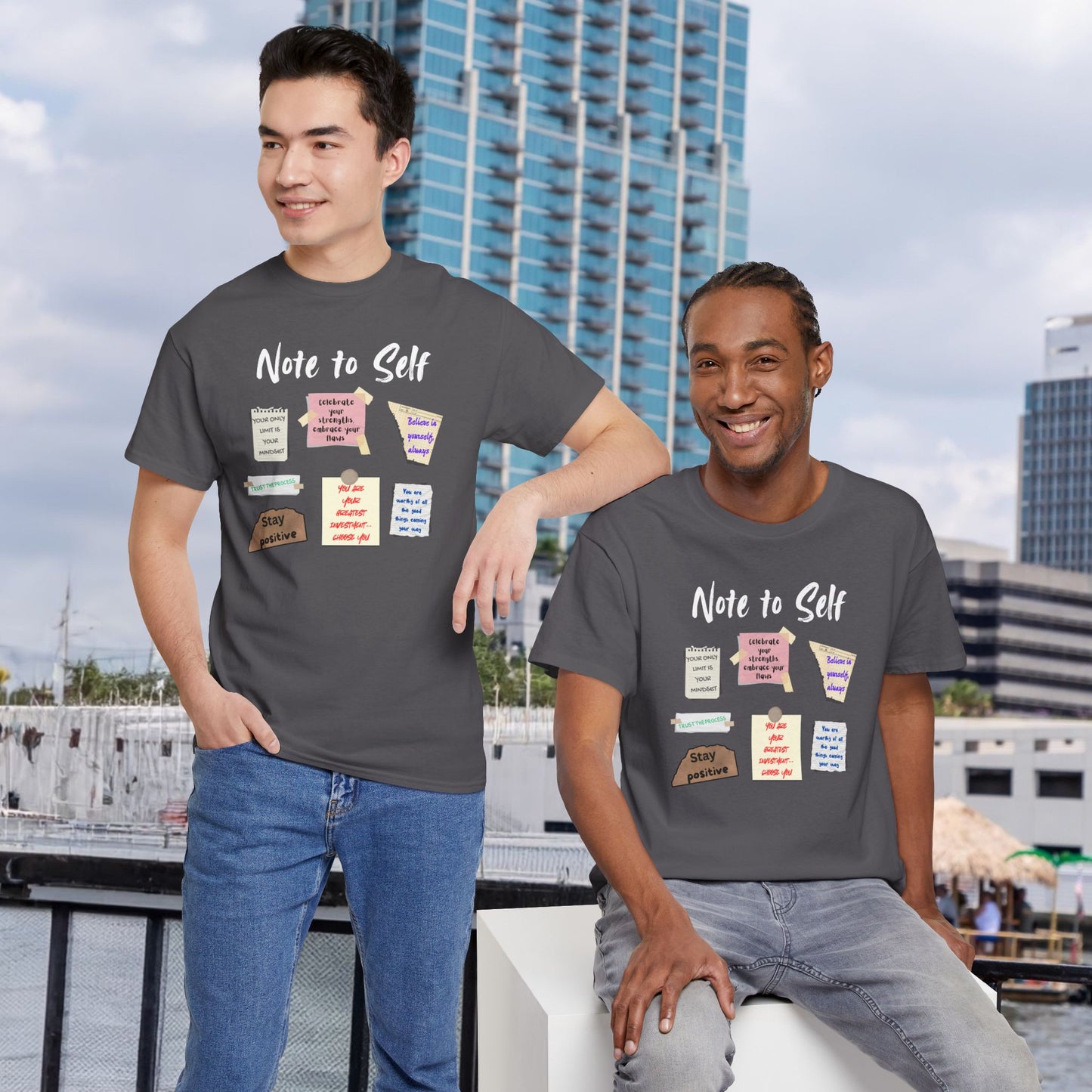 Note to Self: Motivational Messages - Unisex Heavy Cotton Tee Inspirational Quotes T-shirt