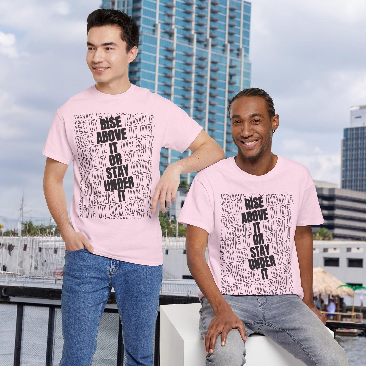 Inspiring Unisex Heavy Cotton Tee - RISE ABOVE IT or Stay Under It, Motivational Shirt, Casual Wear, Gift for Friends, Everyday Wear