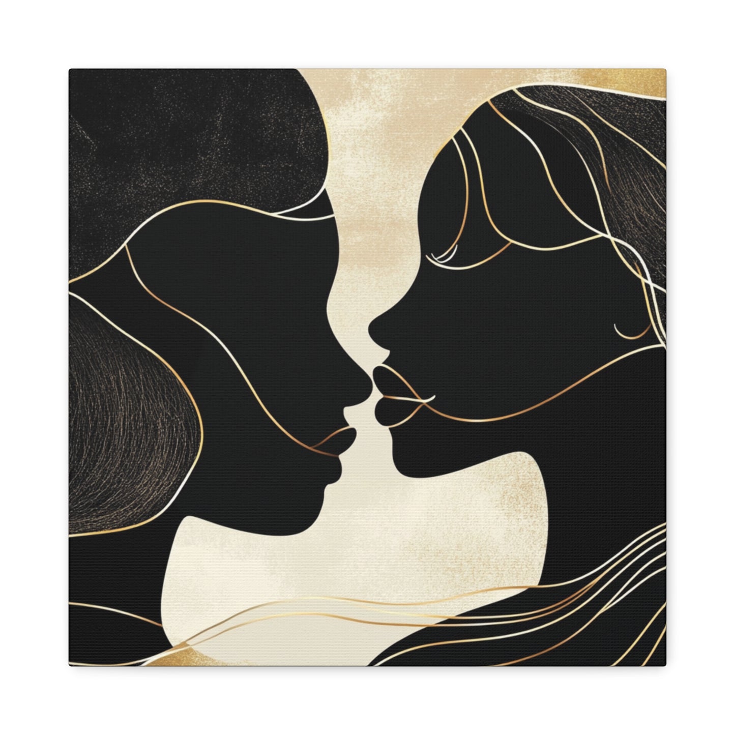 Traces of Us Canvas Print, Minimalist Wall Art, Stretched Matte 25", African American Love, Elegant Home Decor