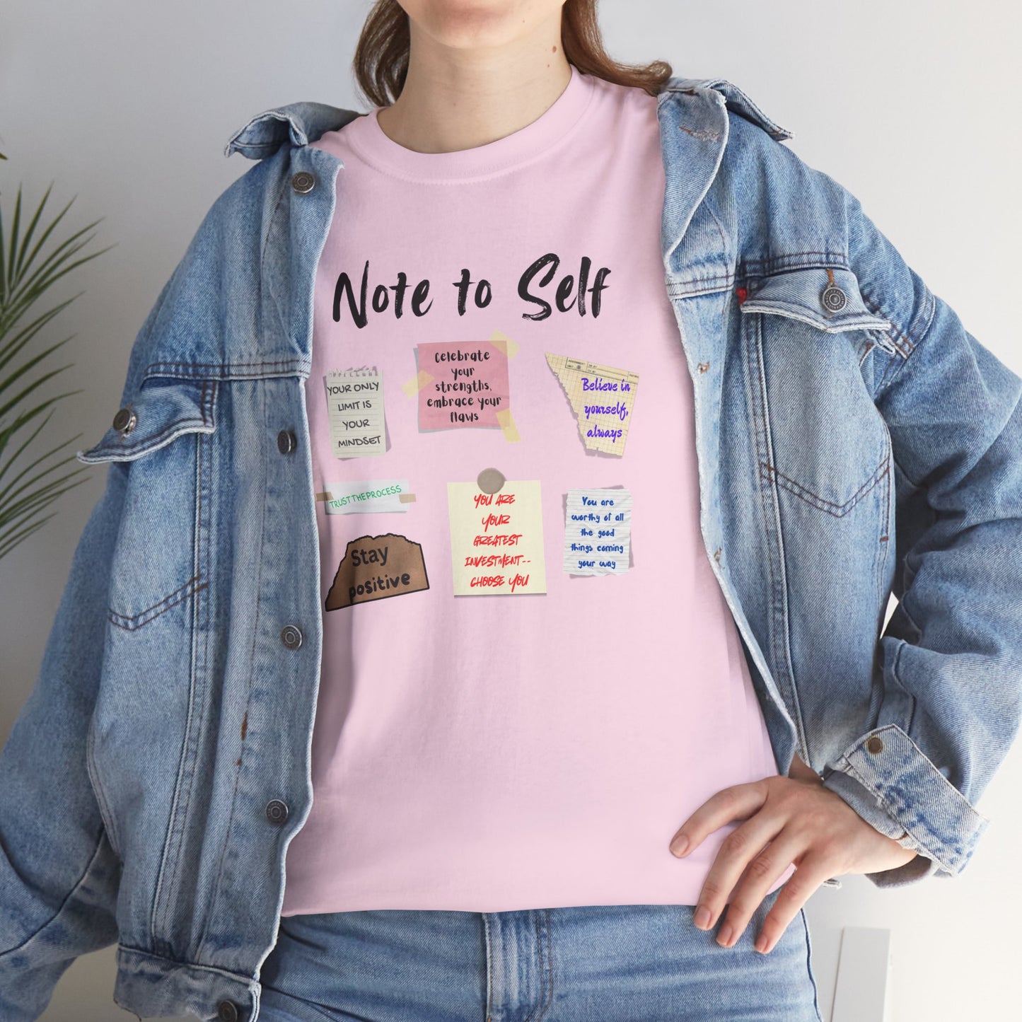 Note to Self: Motivational Messages - Unisex Heavy Cotton Tee Inspirational Quotes T-shirt