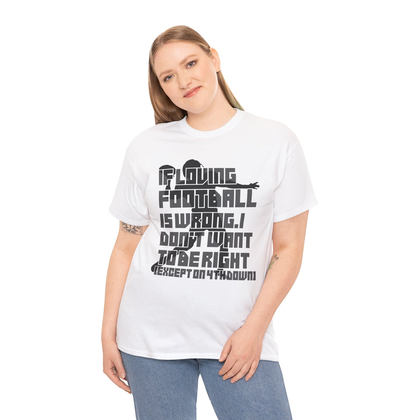 4th Down - Unisex Heavy Cotton Tee, Men's football shirt, Women's game t-shirt, quarterback, love, sports