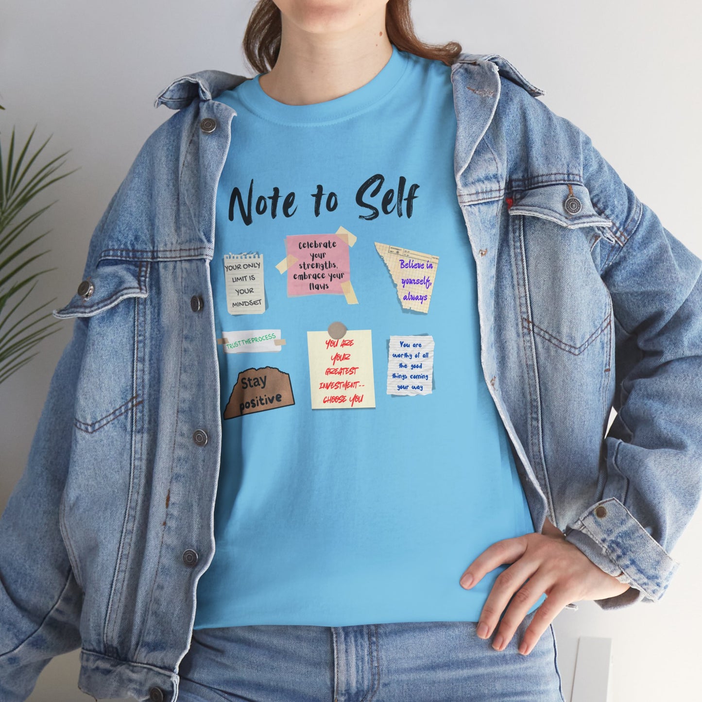 Note to Self: Motivational Messages - Unisex Heavy Cotton Tee Inspirational Quotes T-shirt