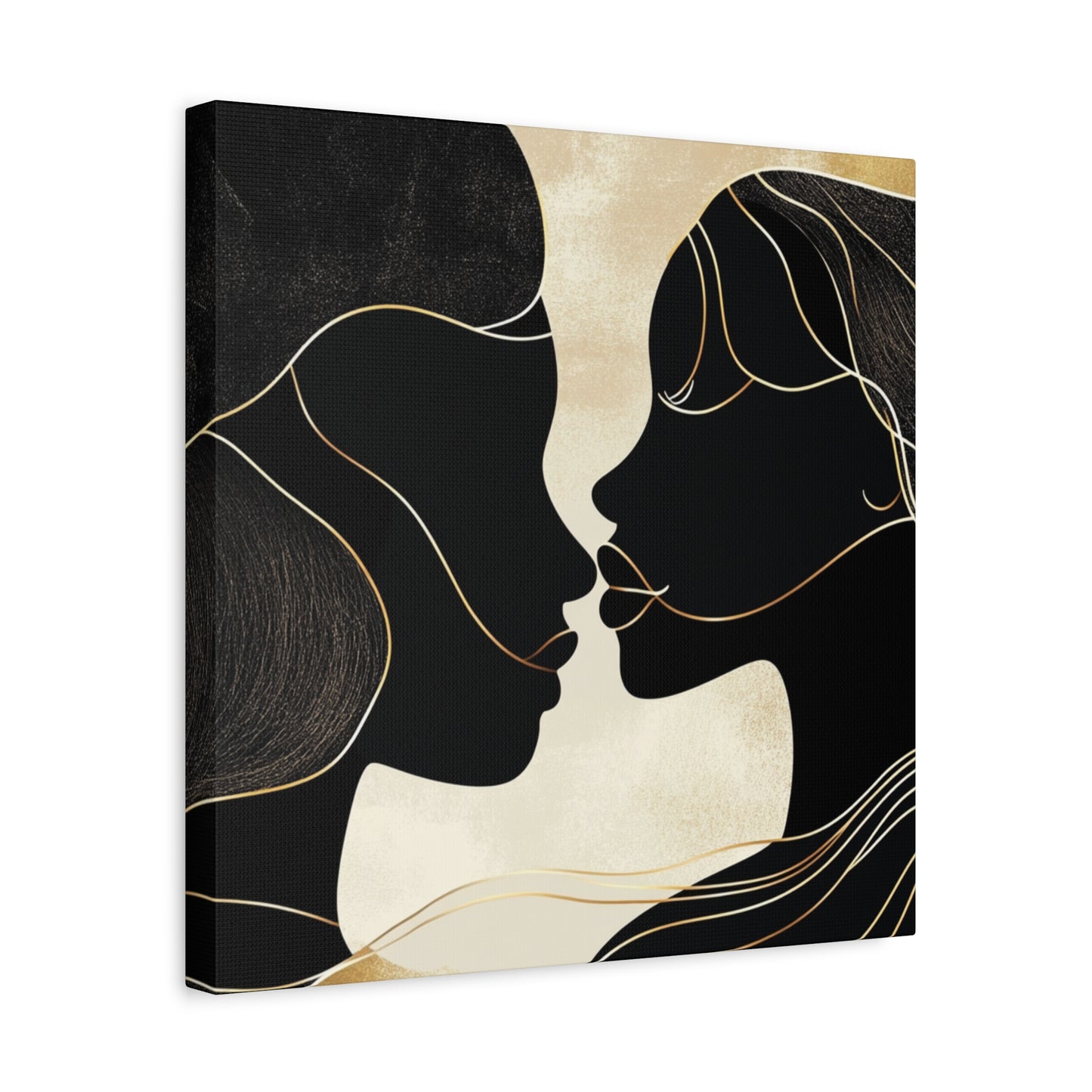 Traces of Us Canvas Print, Minimalist Wall Art, Stretched Matte 25", African American Love, Elegant Home Decor